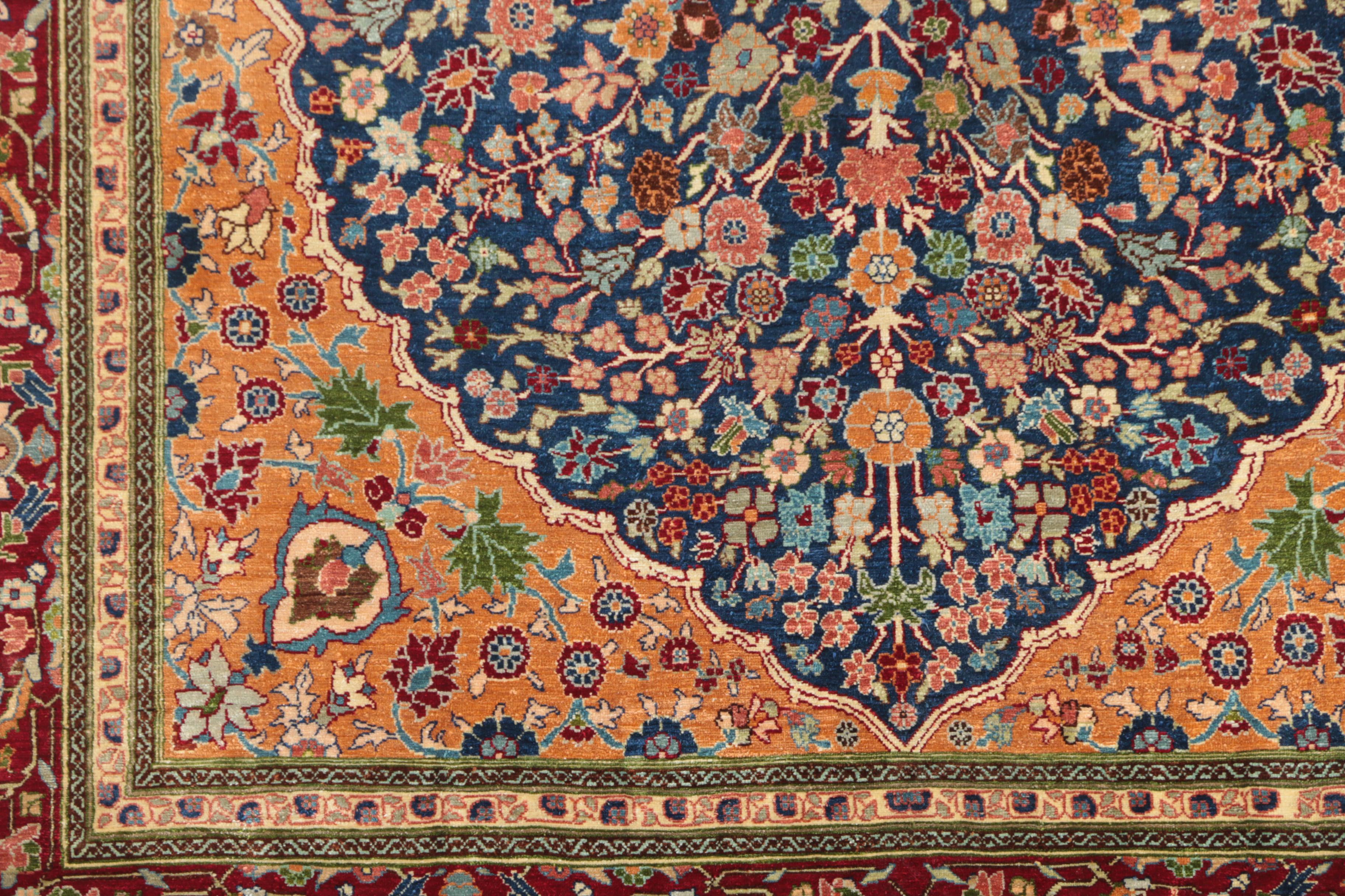 Finely Hand-Knotted Inscribed Turkish Hereke Silk Accent Rug by Golriz Carpets