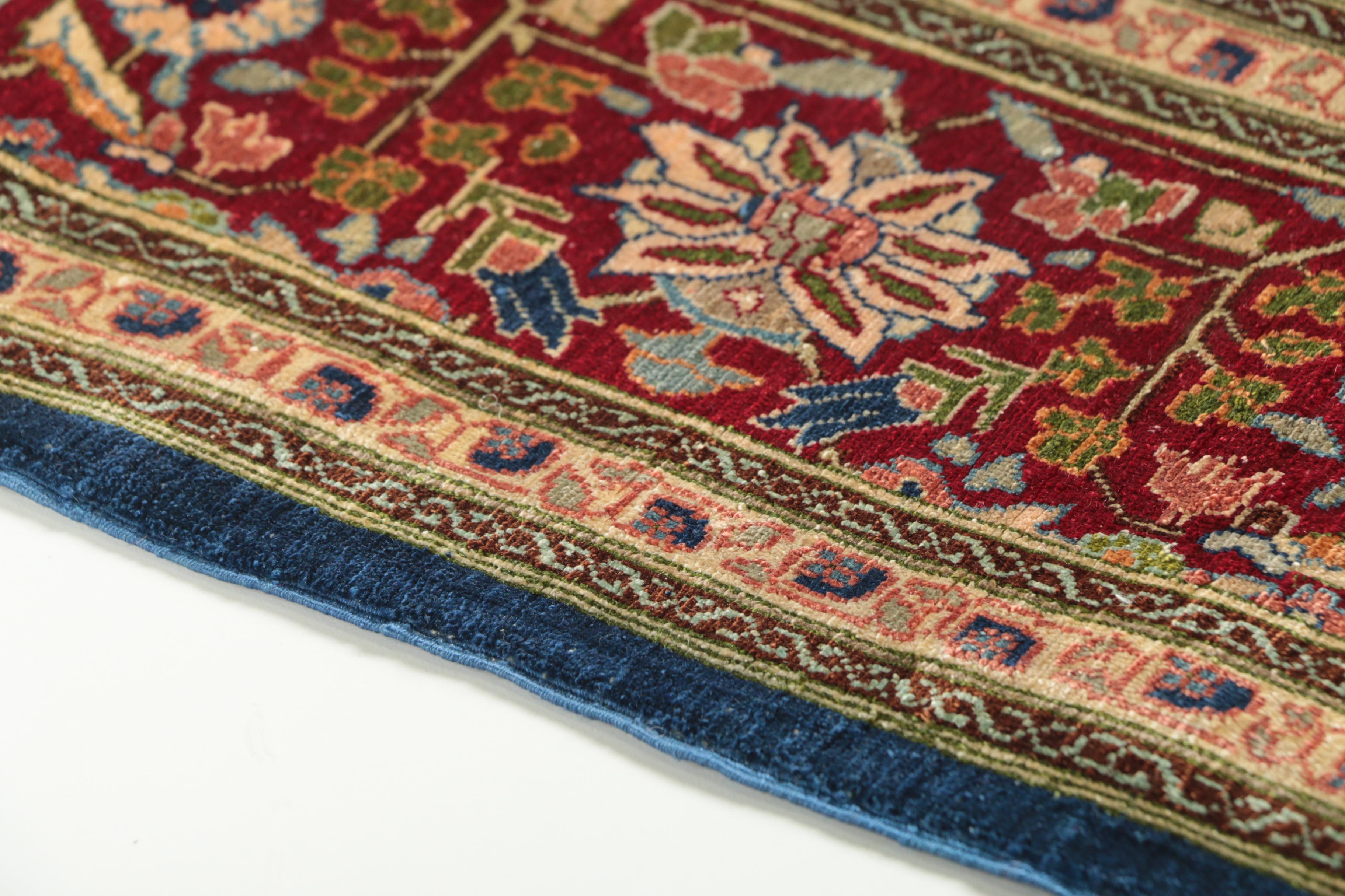 Finely Hand-Knotted Inscribed Turkish Hereke Silk Accent Rug by Golriz Carpets