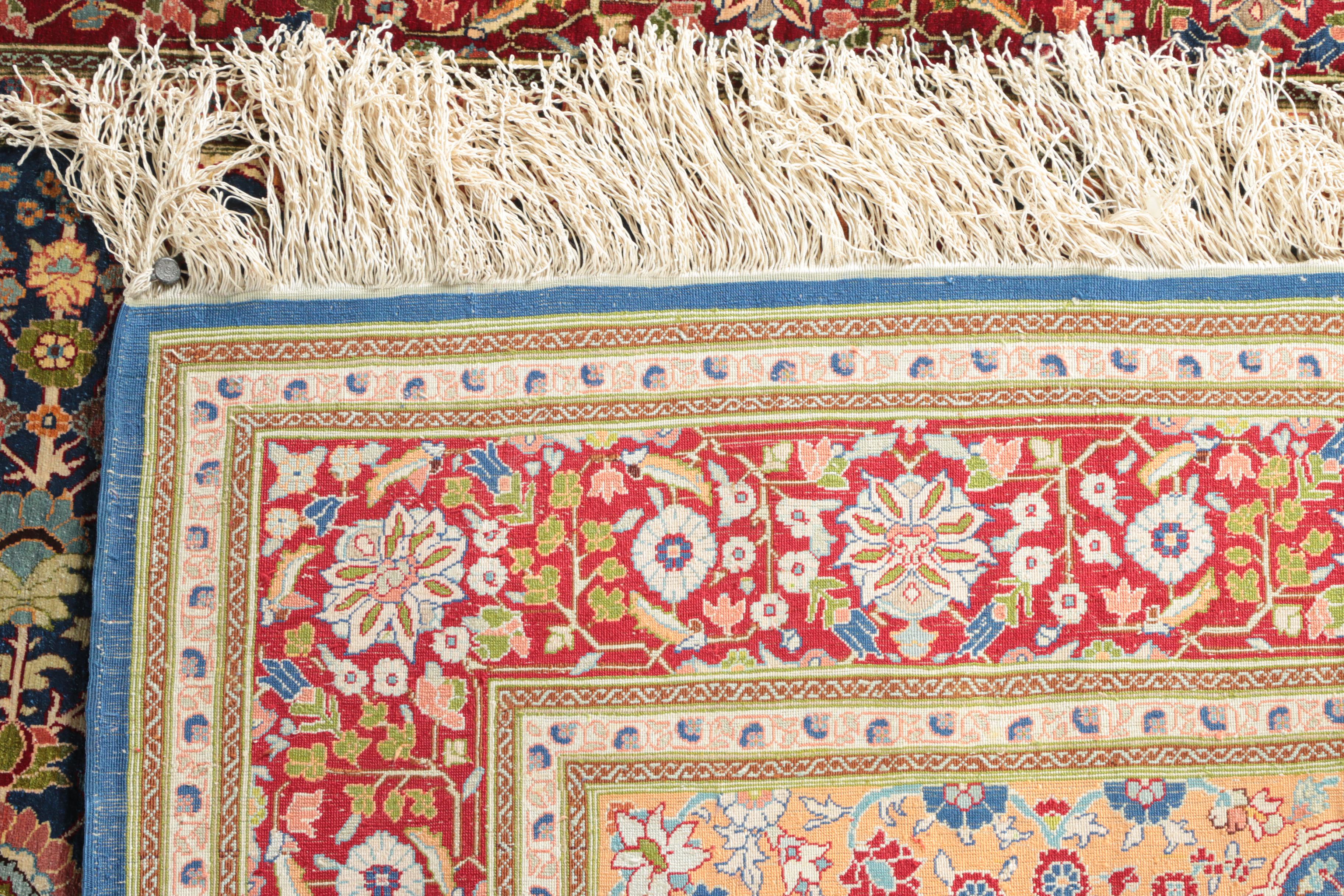 Finely Hand-Knotted Inscribed Turkish Hereke Silk Accent Rug by Golriz Carpets