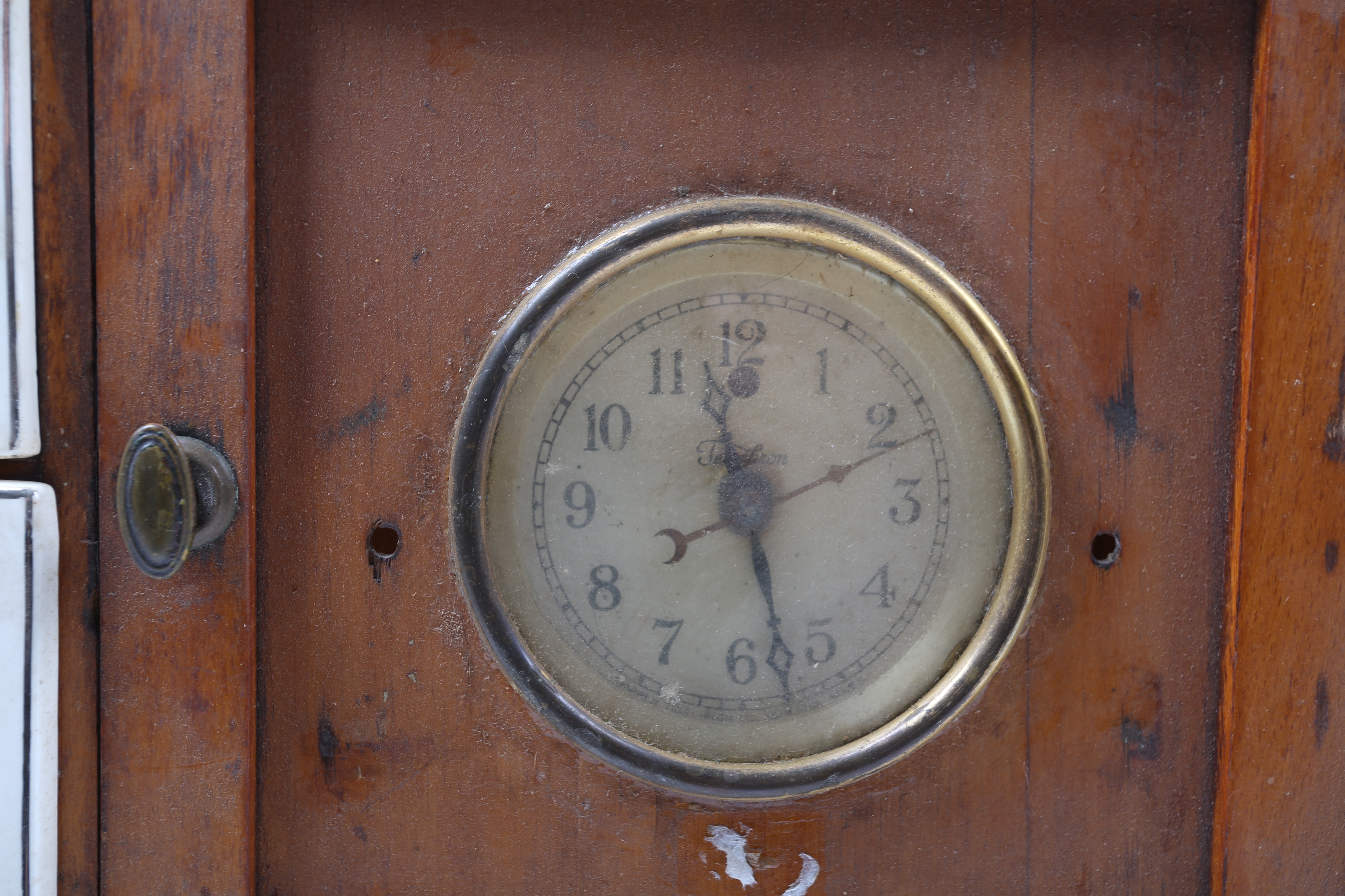 Vintage Converted Dutch Pantry Spice Cabinet with Telechron Clock