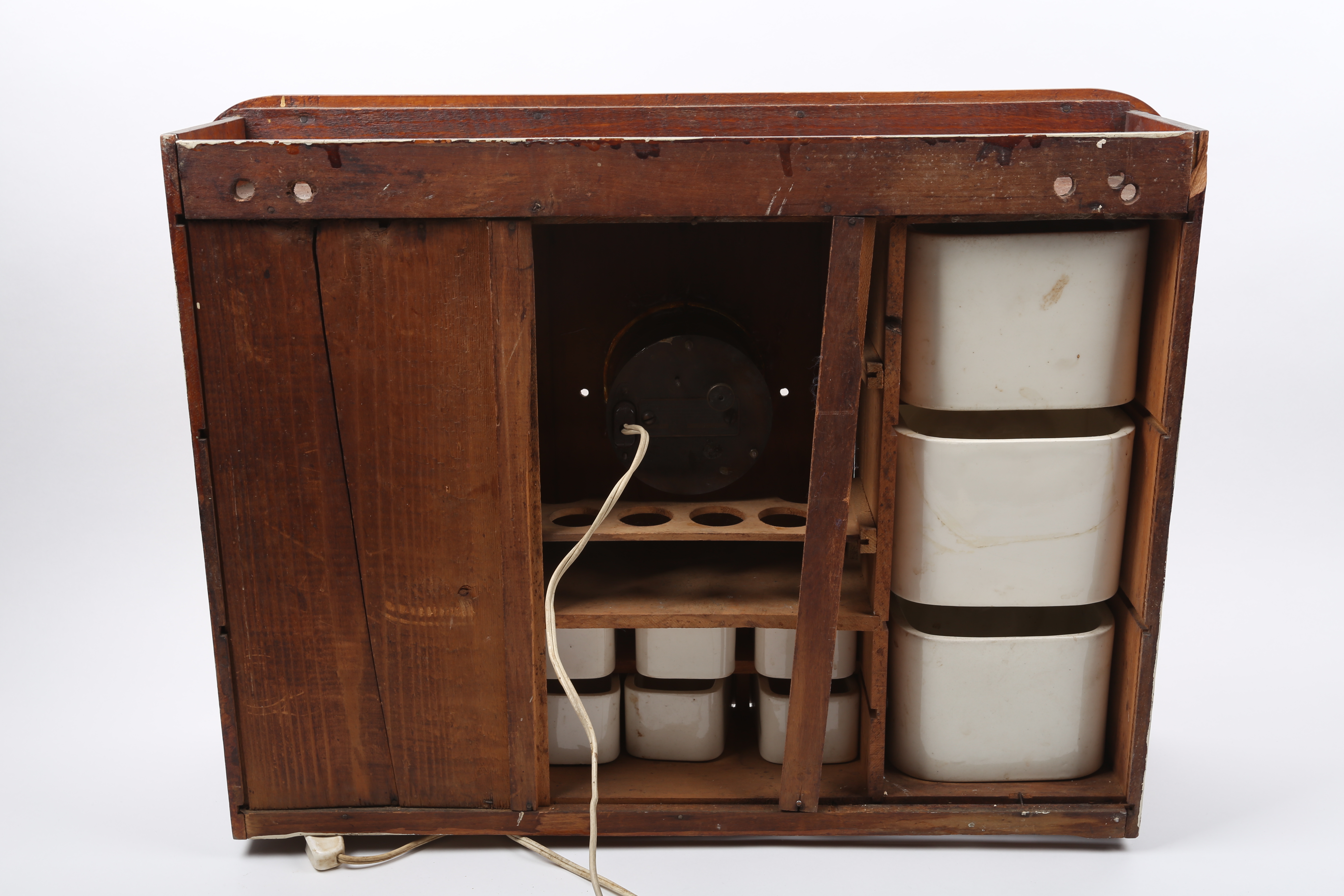 Vintage Converted Dutch Pantry Spice Cabinet with Telechron Clock