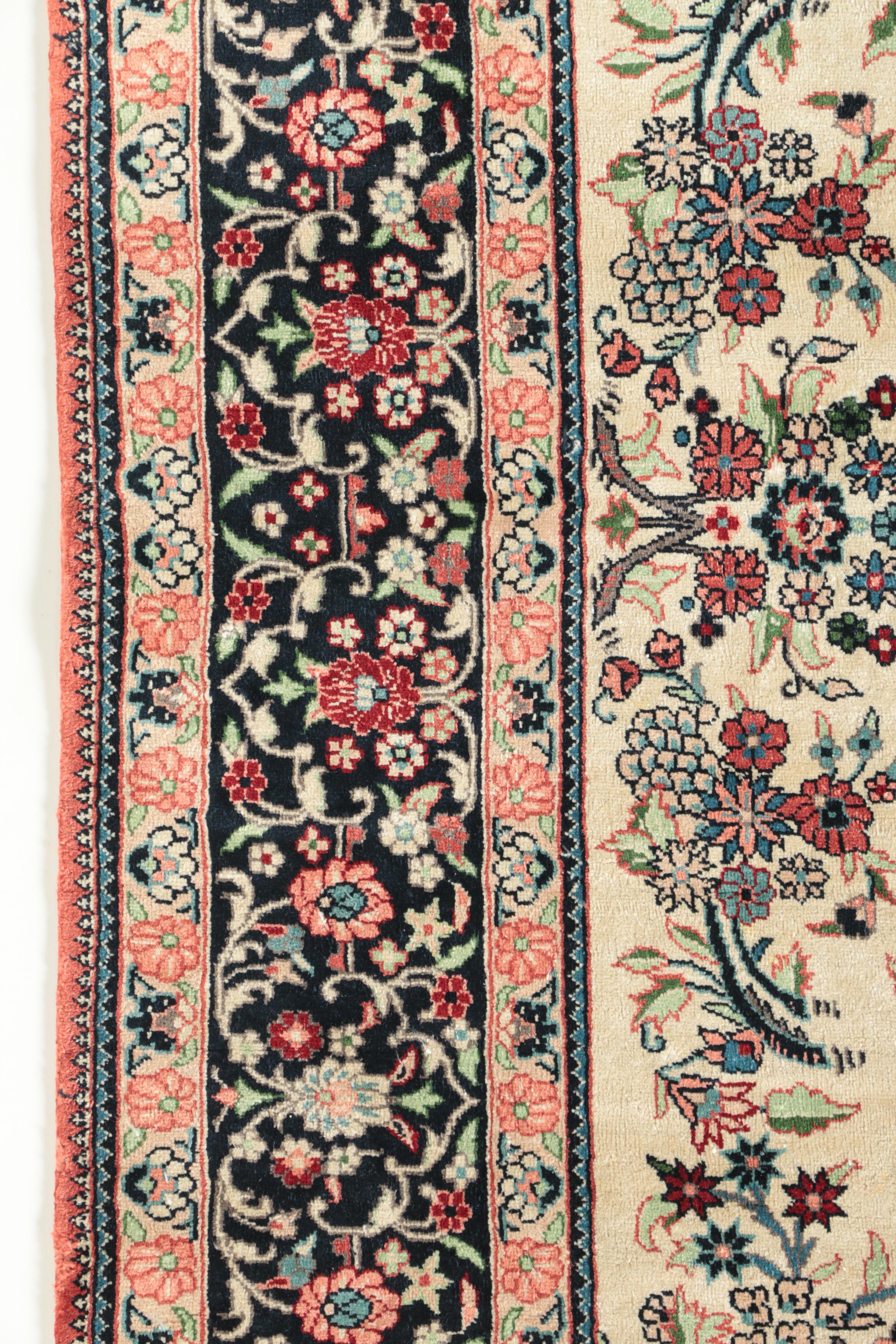 Hand-Knotted Persian Kashan Silk Accent Rug