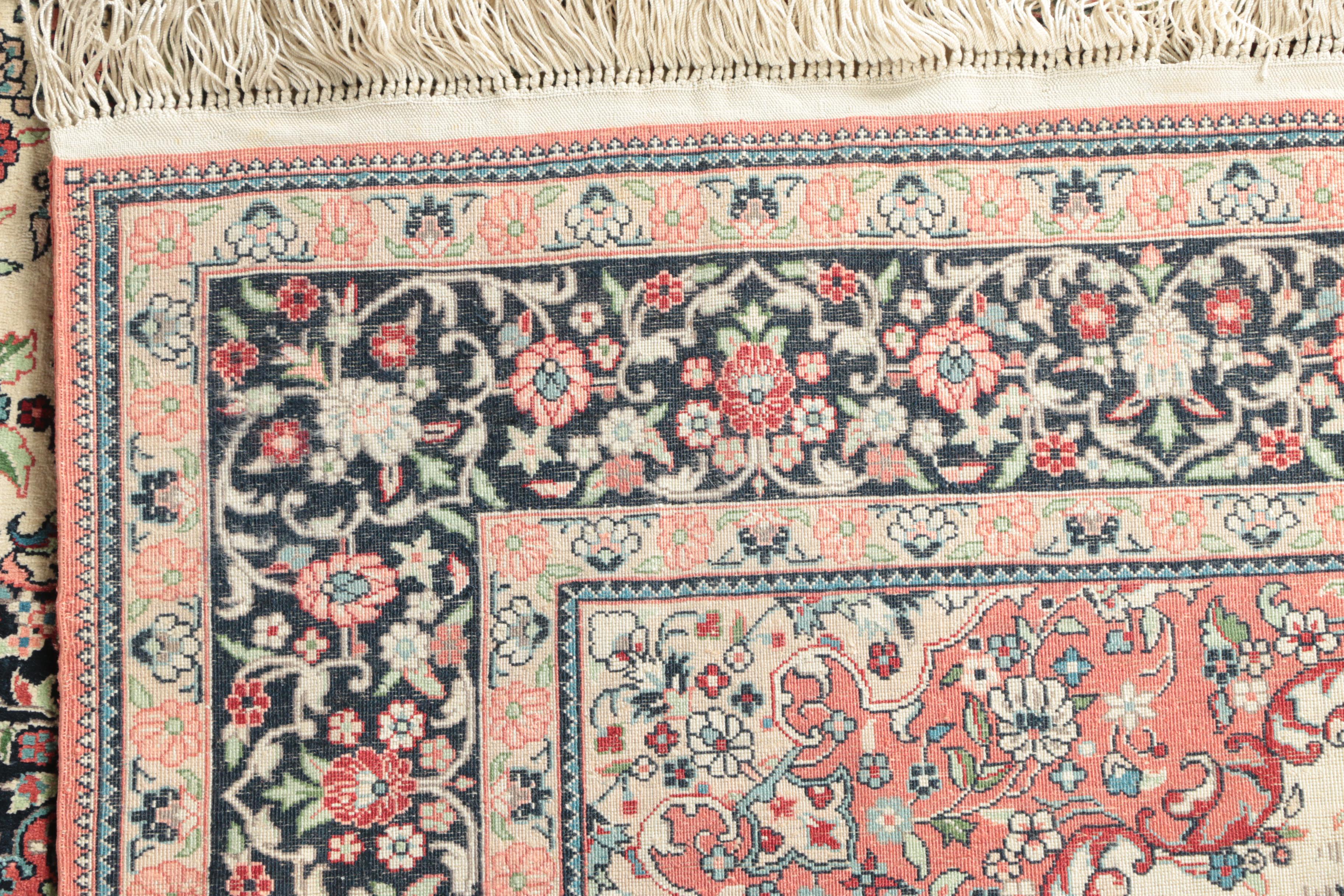 Hand-Knotted Persian Kashan Silk Accent Rug