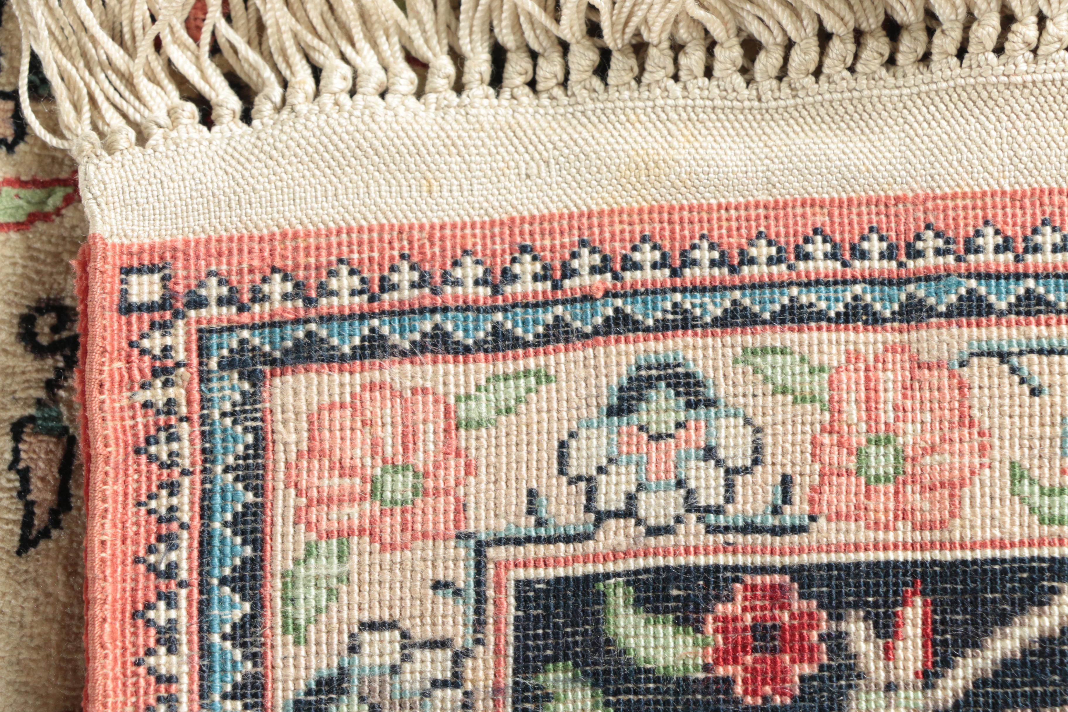 Hand-Knotted Persian Kashan Silk Accent Rug