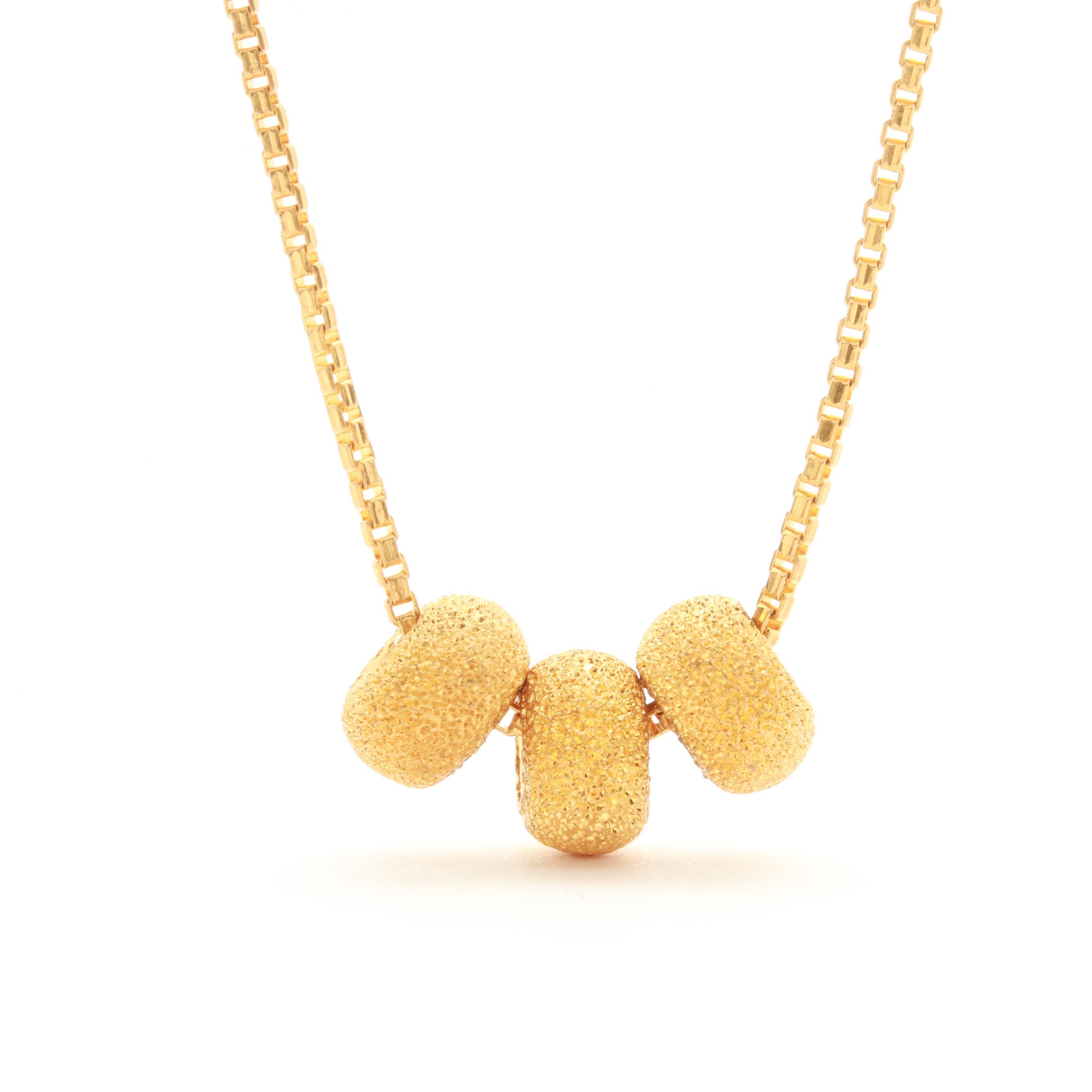 24K Yellow Gold Sphere Pendant Necklace