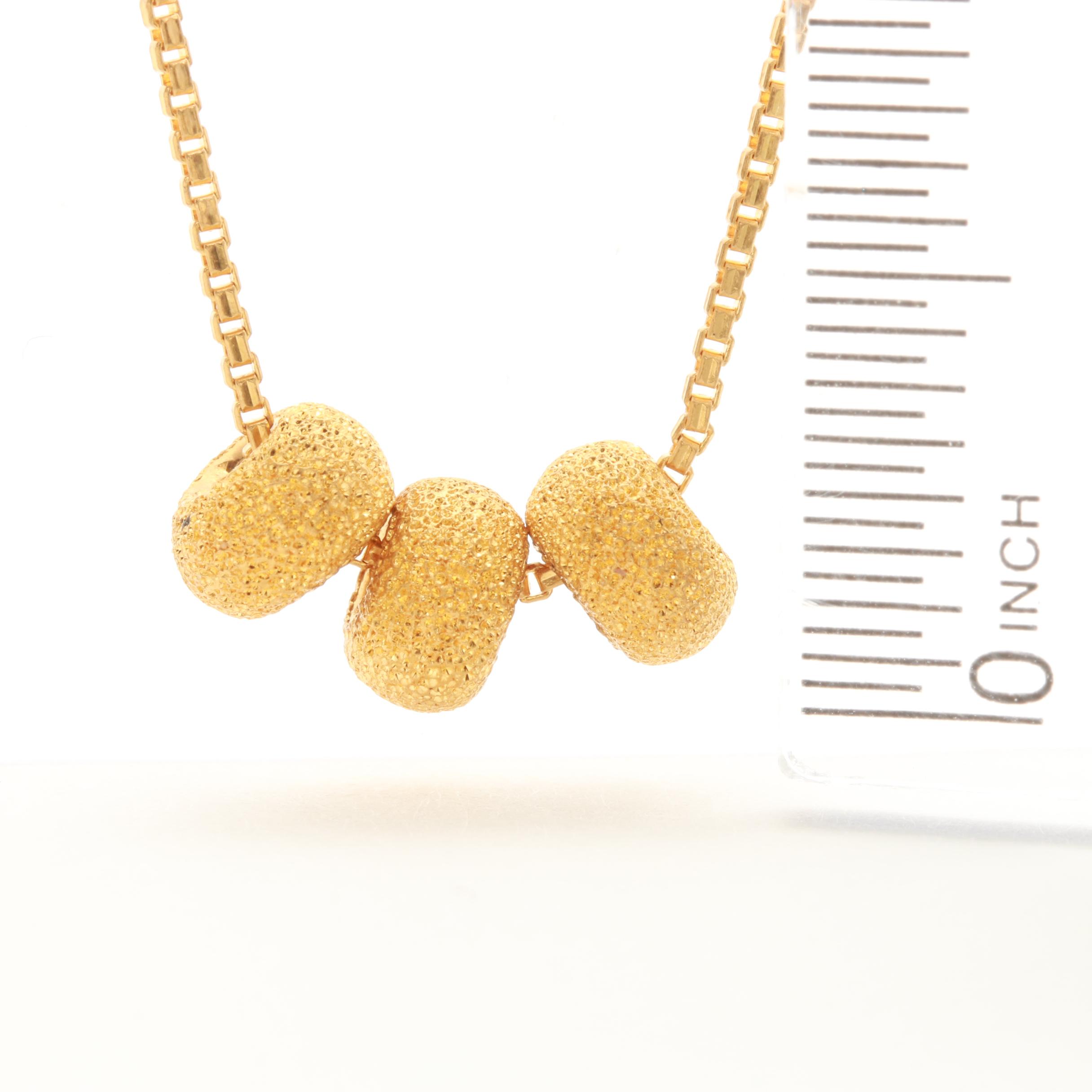 24K Yellow Gold Sphere Pendant Necklace