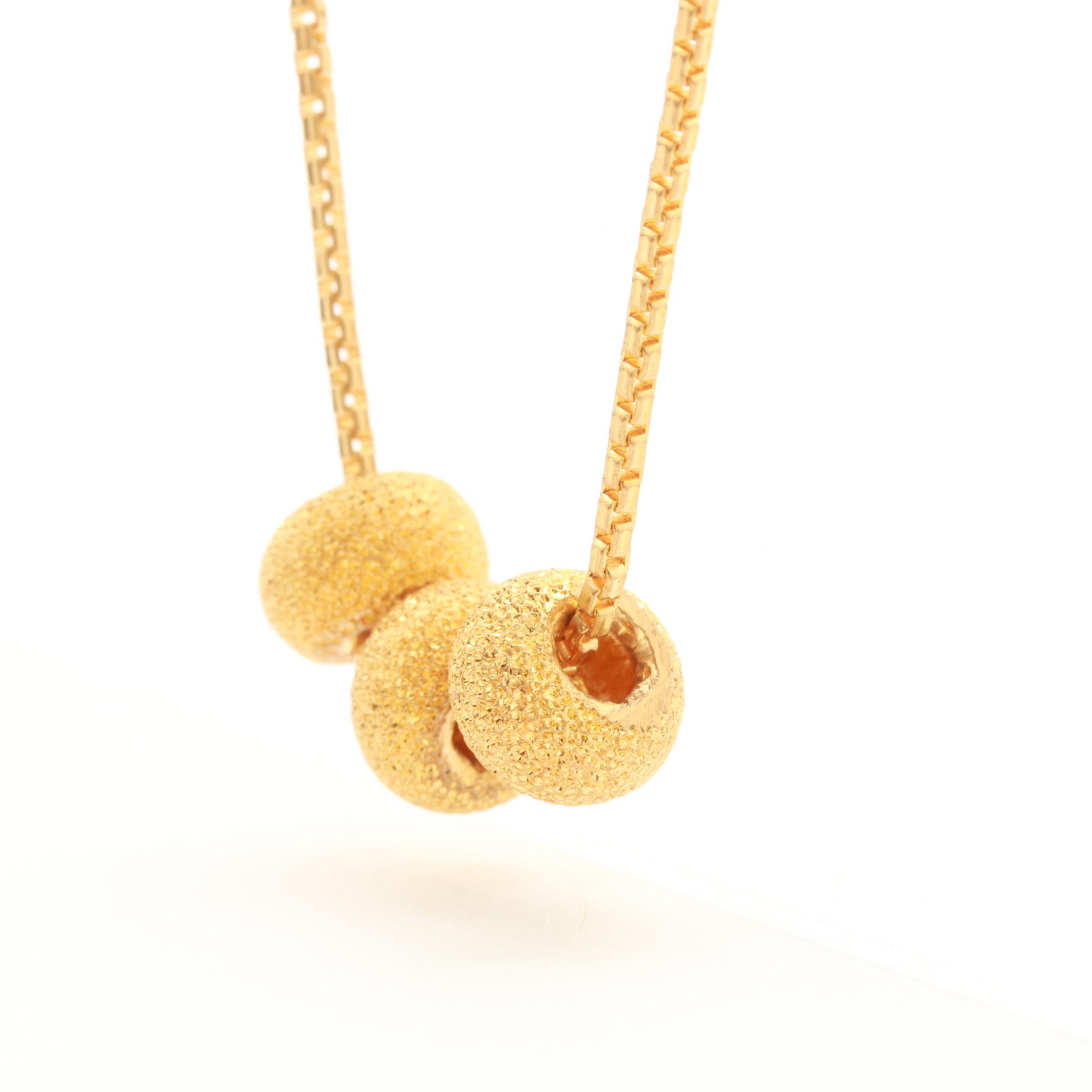 24K Yellow Gold Sphere Pendant Necklace