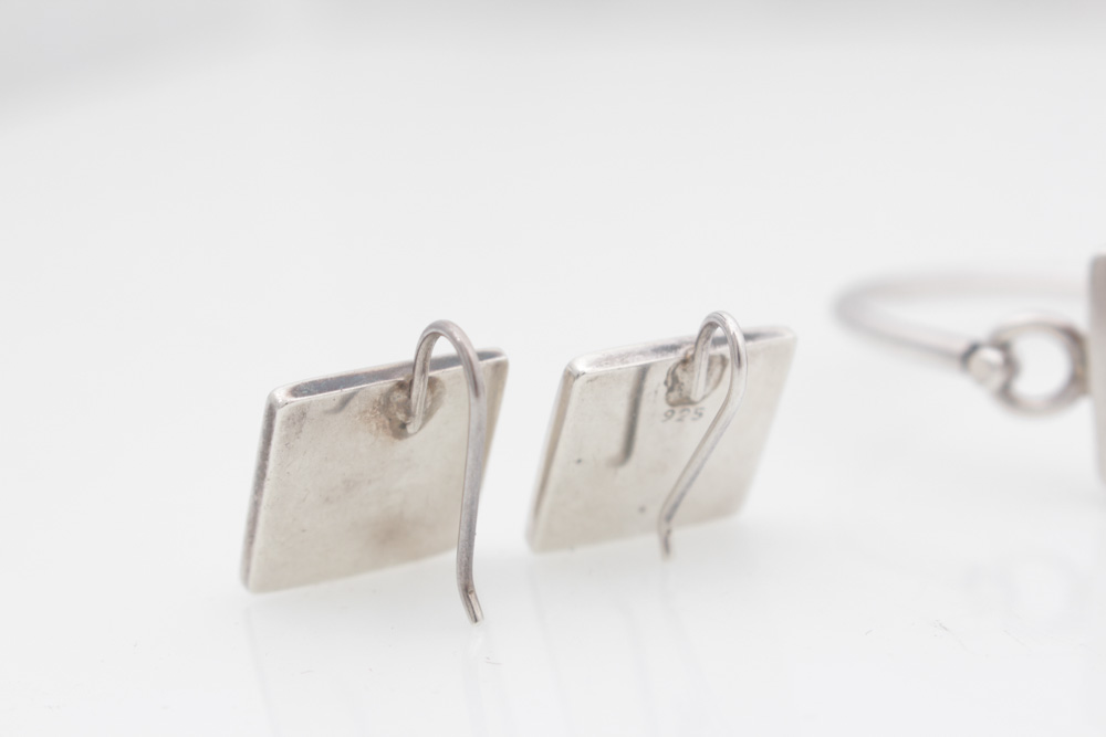 Sterling Silver Monogrammed Bracelet and Earrings