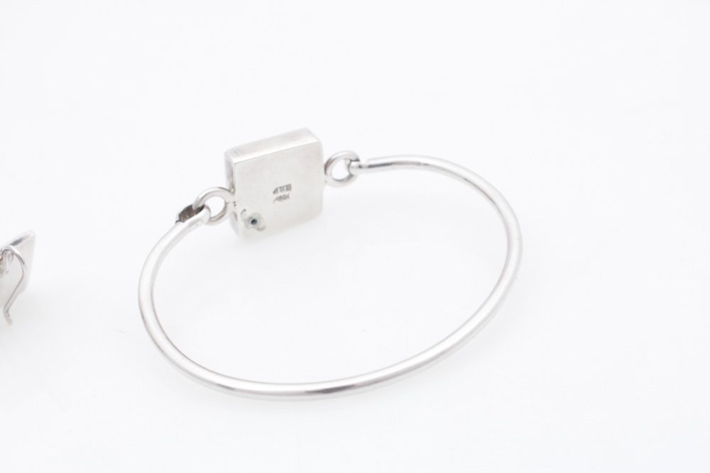 Sterling Silver Monogrammed Bracelet and Earrings