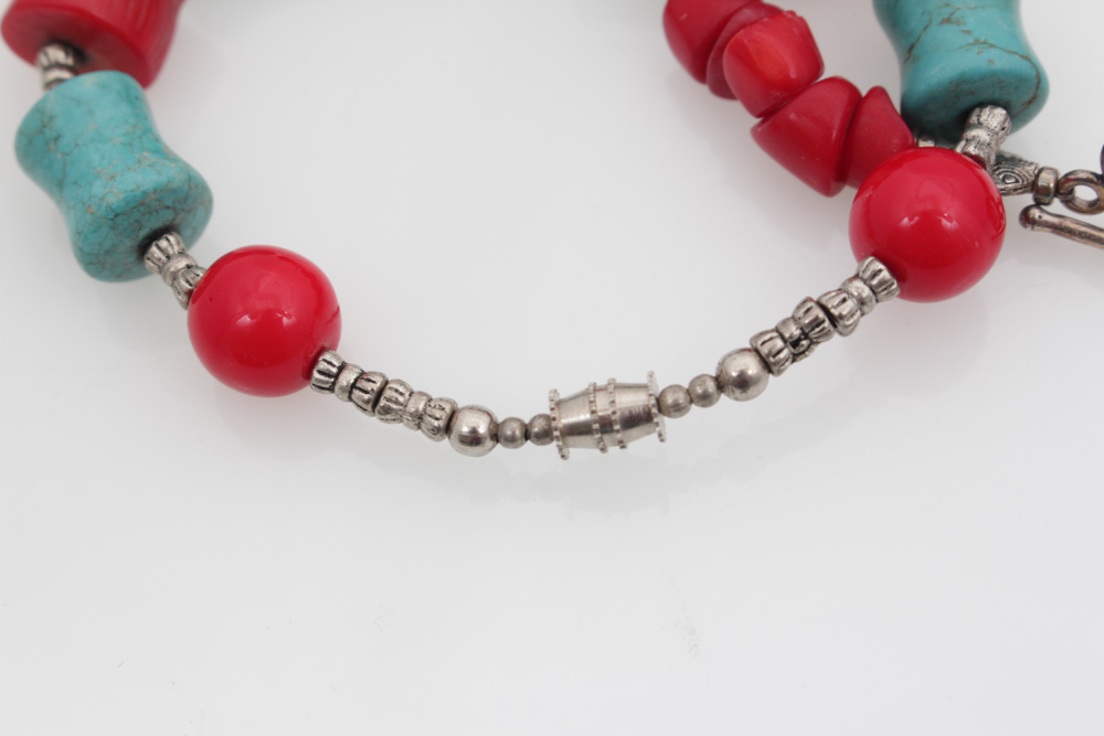 Turquoise and Dyed Red Coral Jewelry