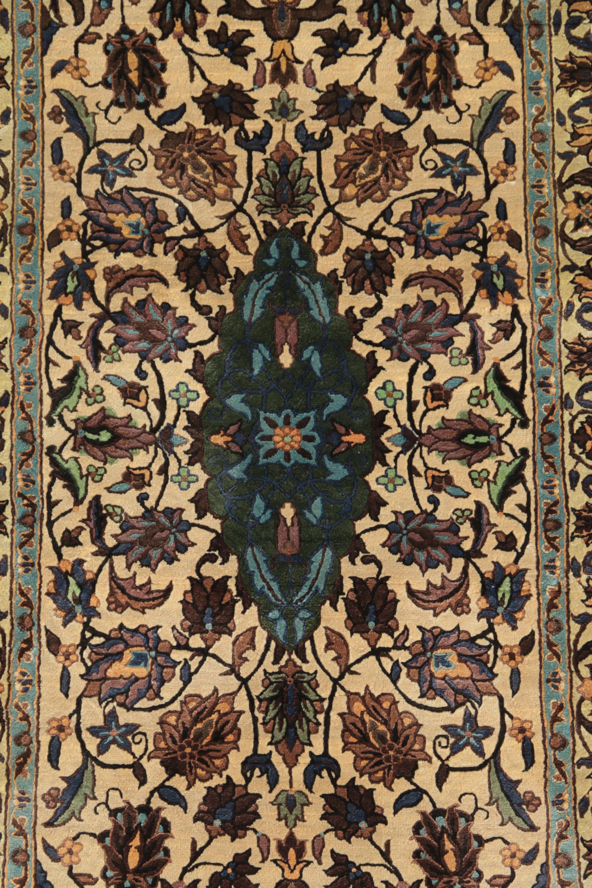Hand-Knotted Sino-Persian Carved Silk Accent Rug