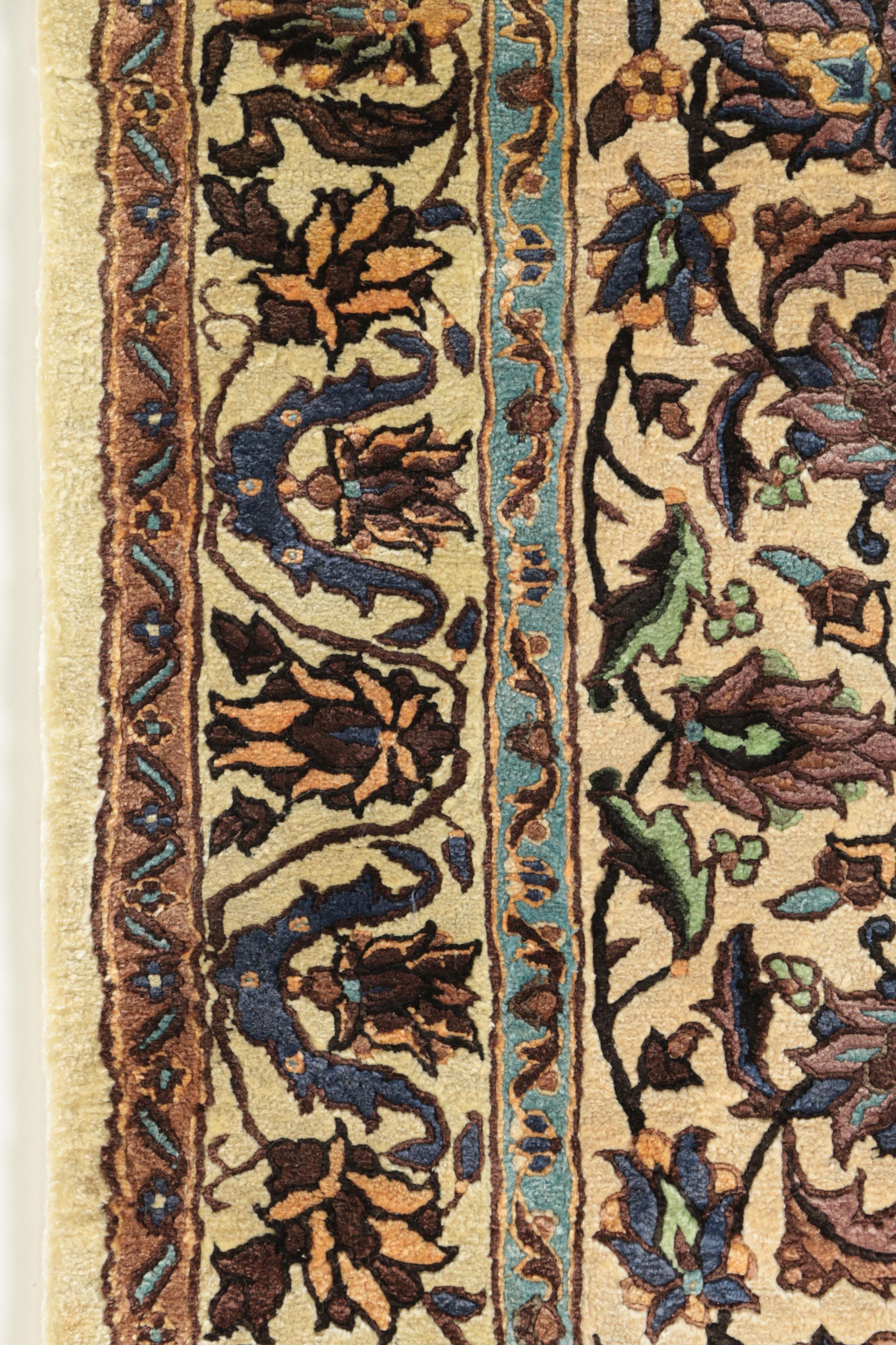 Hand-Knotted Sino-Persian Carved Silk Accent Rug
