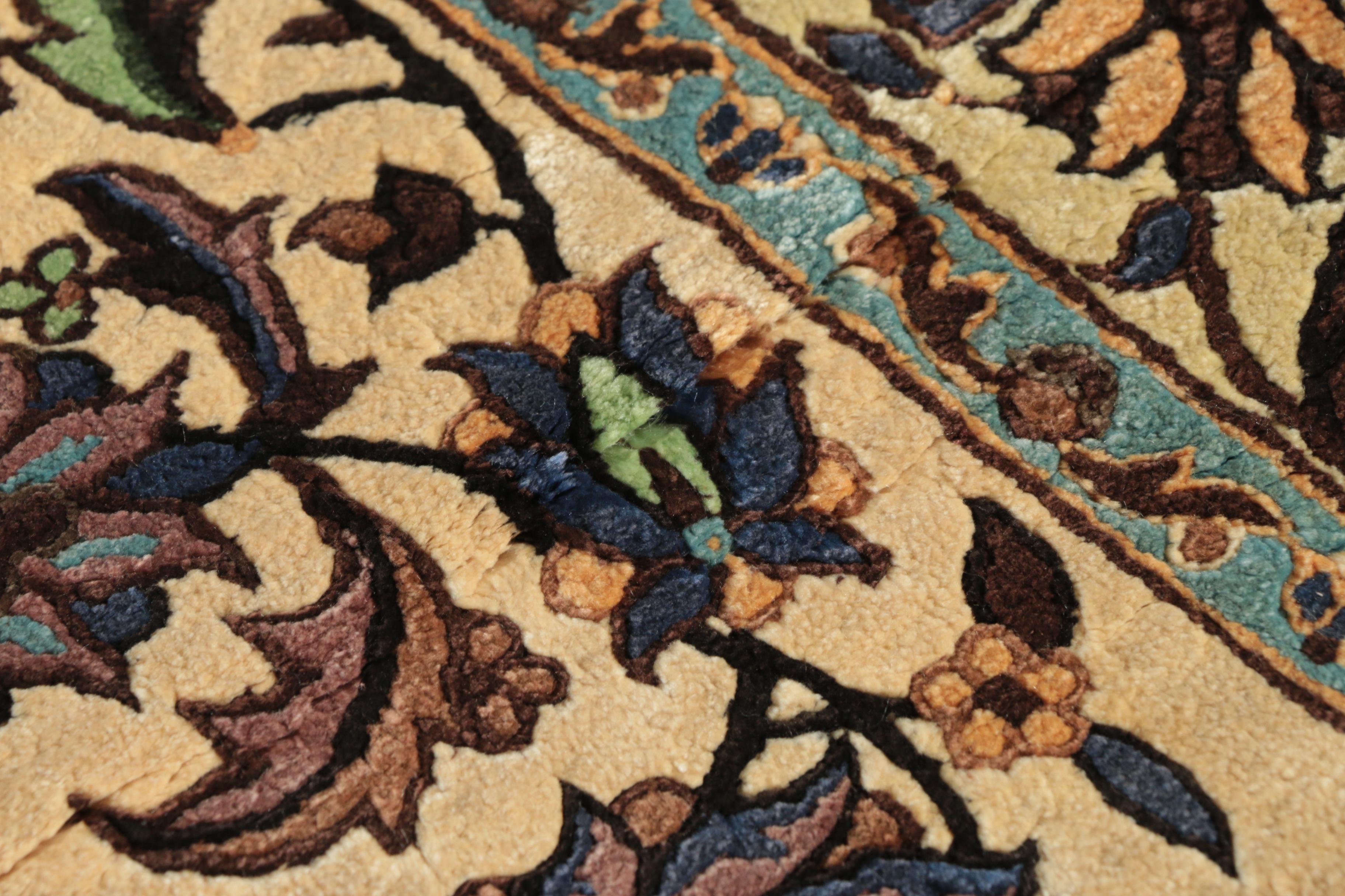 Hand-Knotted Sino-Persian Carved Silk Accent Rug