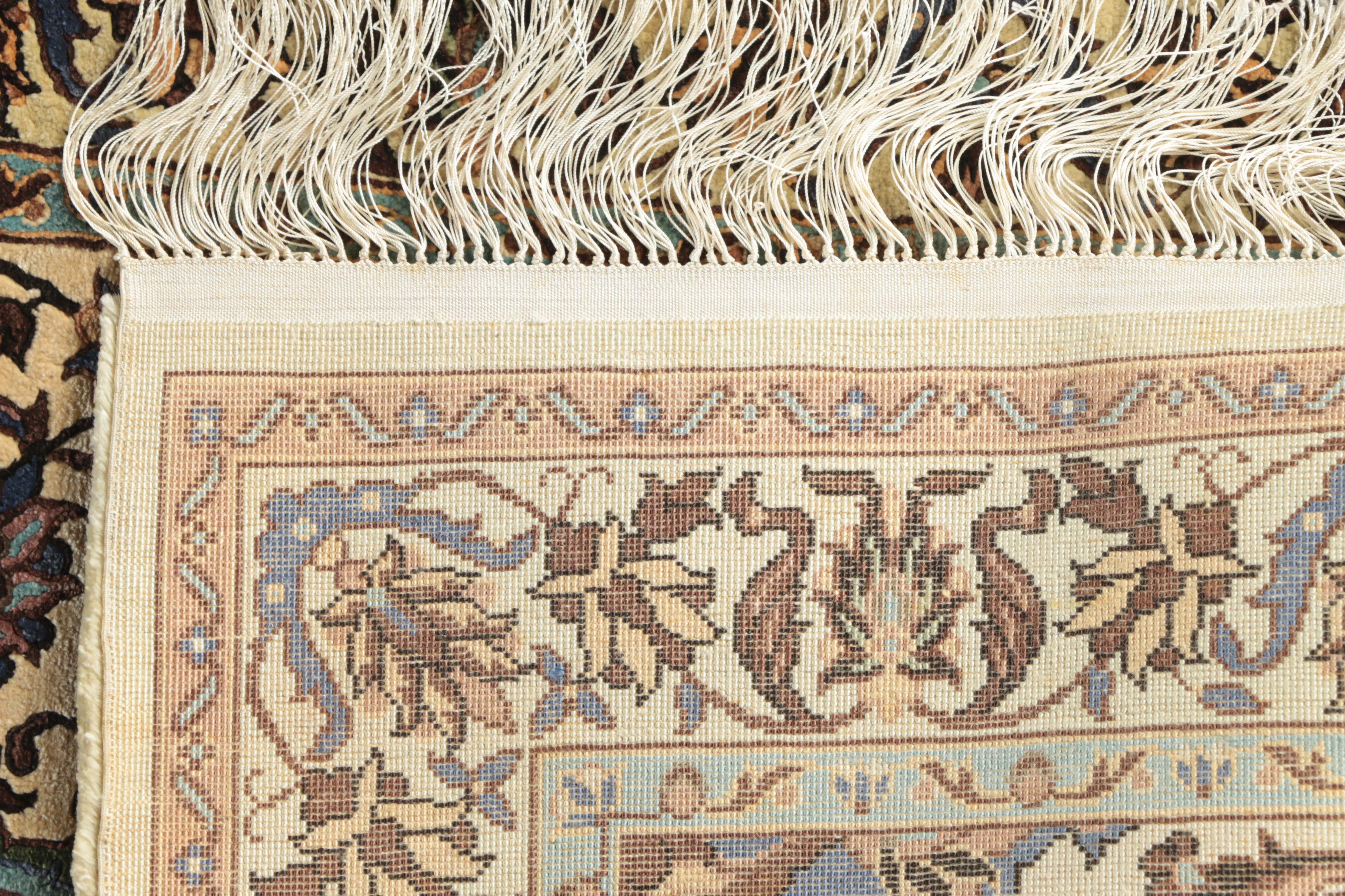 Hand-Knotted Sino-Persian Carved Silk Accent Rug