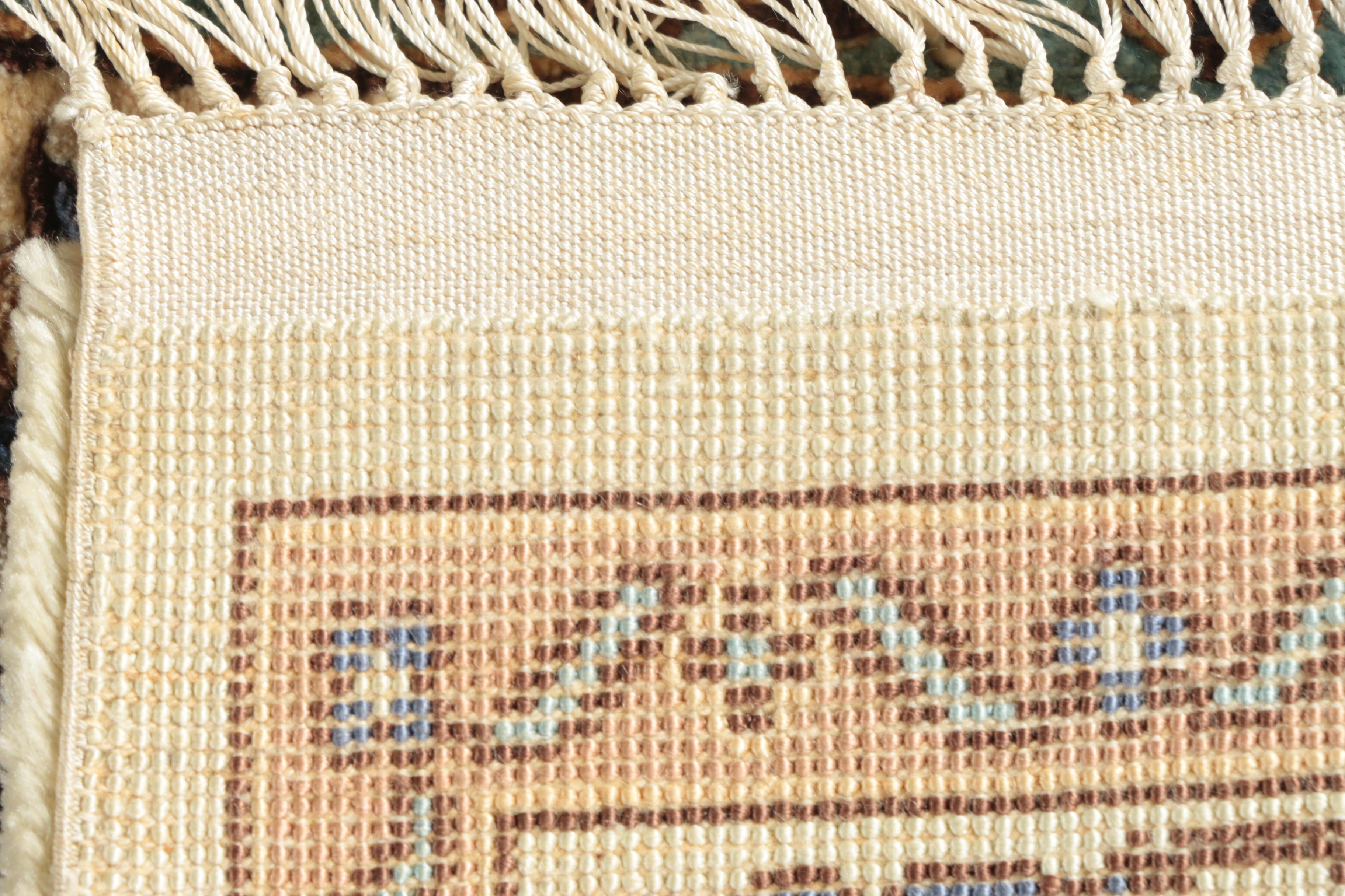 Hand-Knotted Sino-Persian Carved Silk Accent Rug