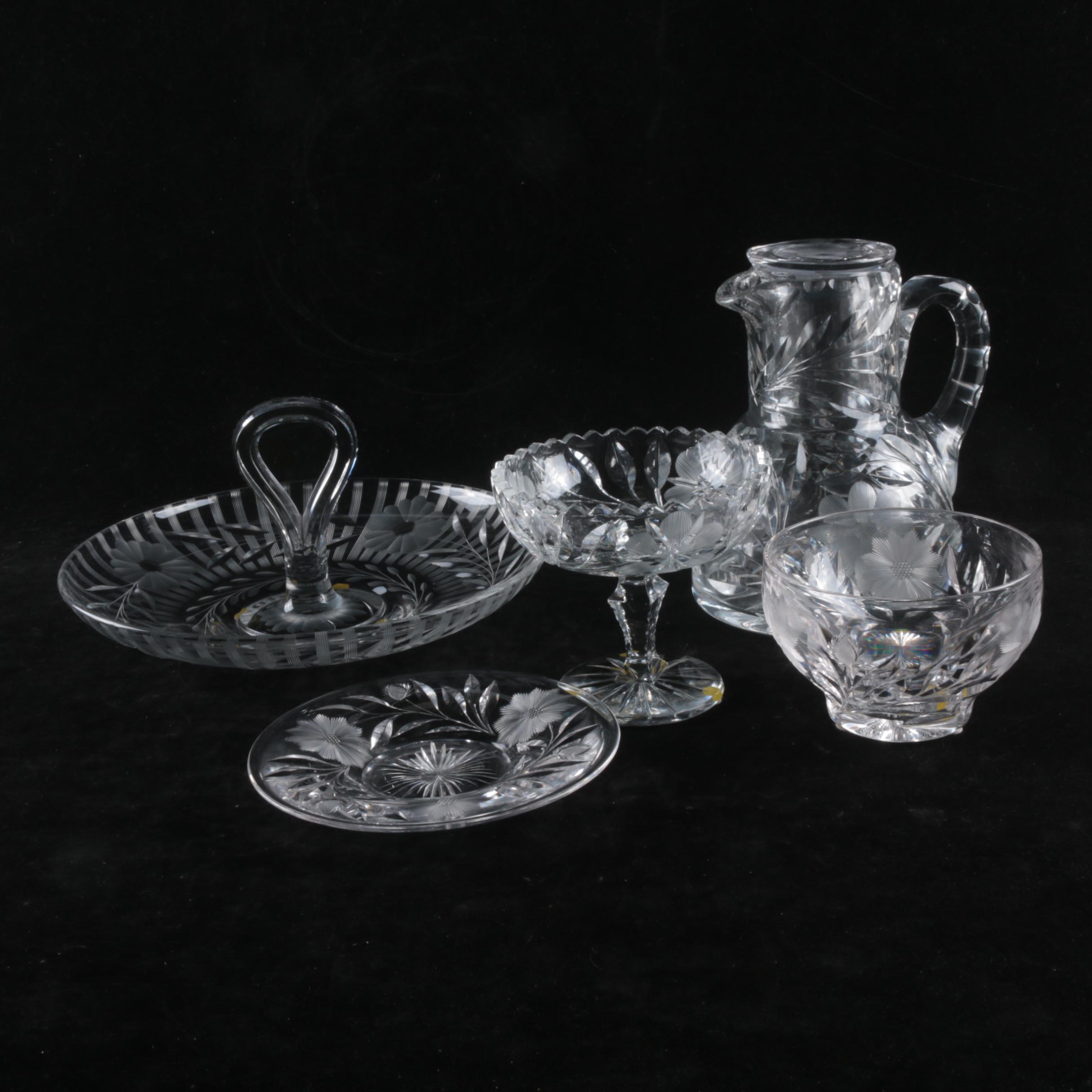 Floral Cut Crystal Serveware