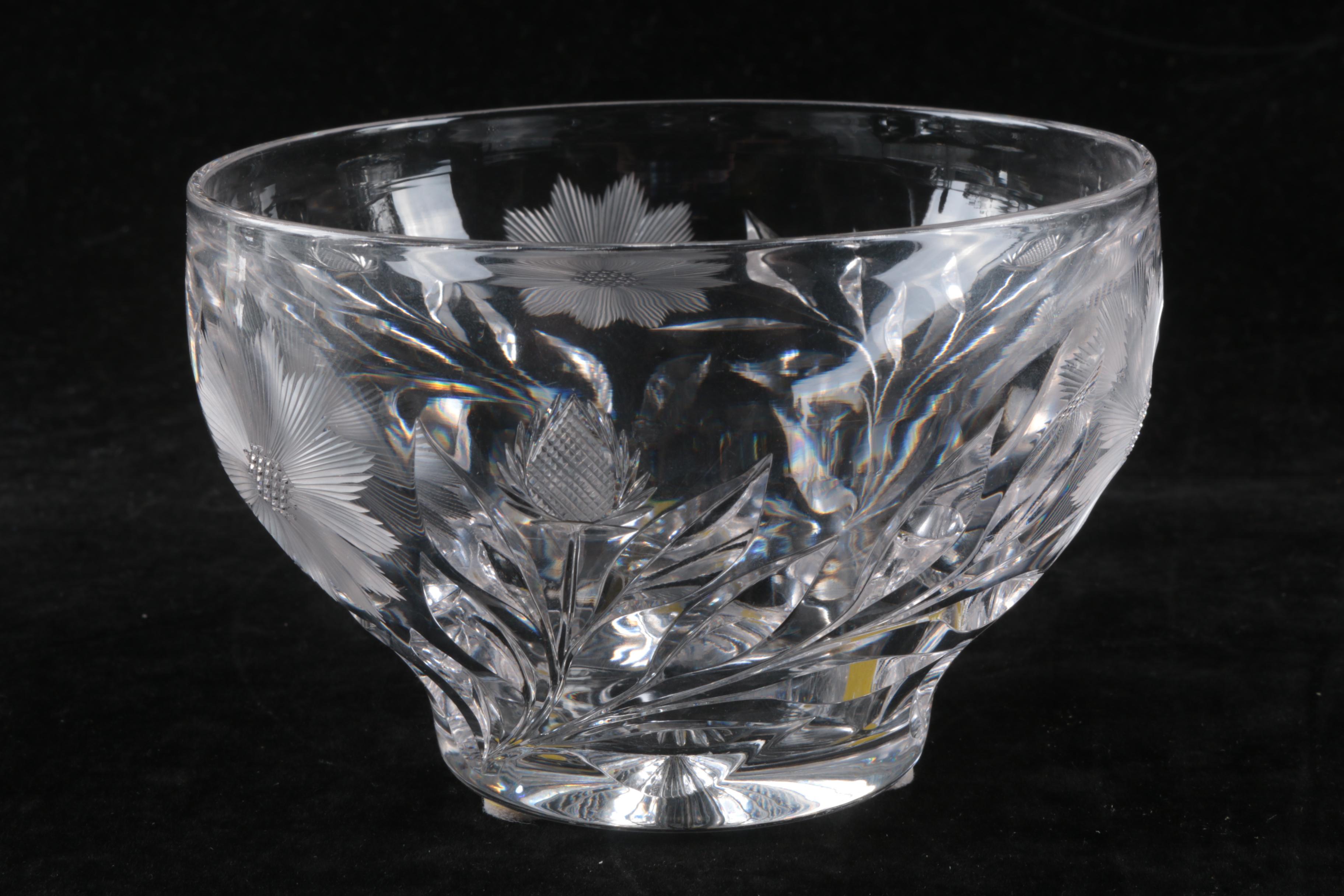 Floral Cut Crystal Serveware