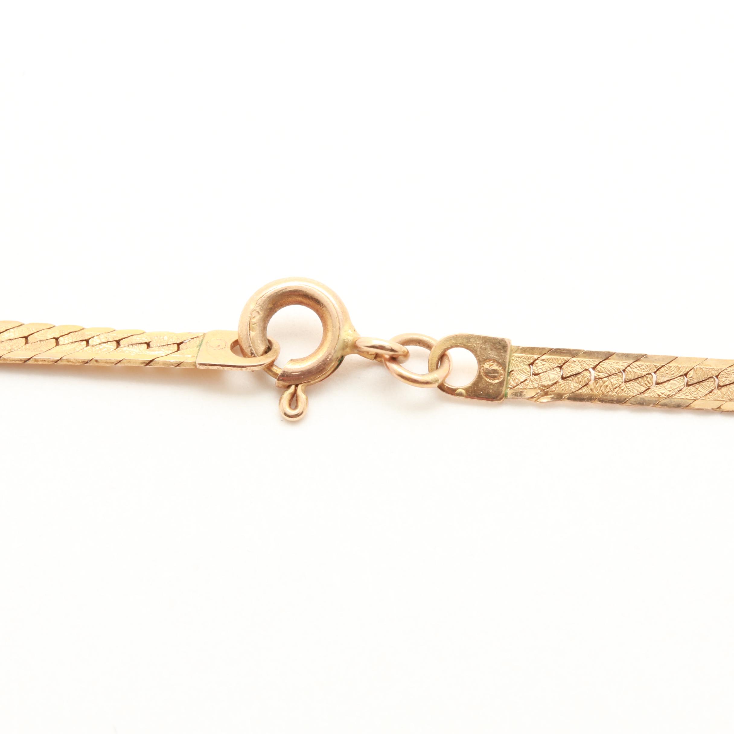 14K Yellow Gold Herringbone Chain Necklace