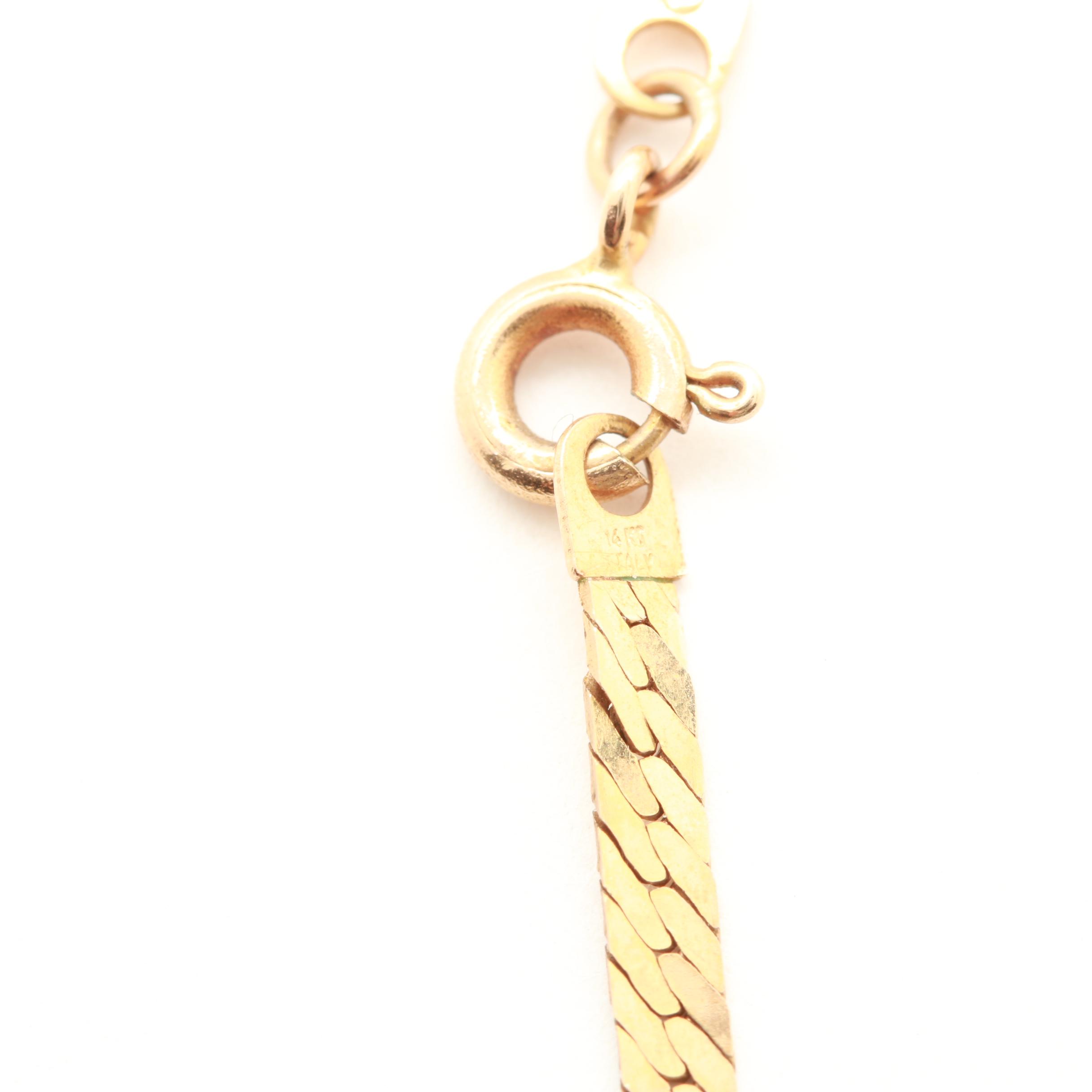 14K Yellow Gold Herringbone Chain Necklace