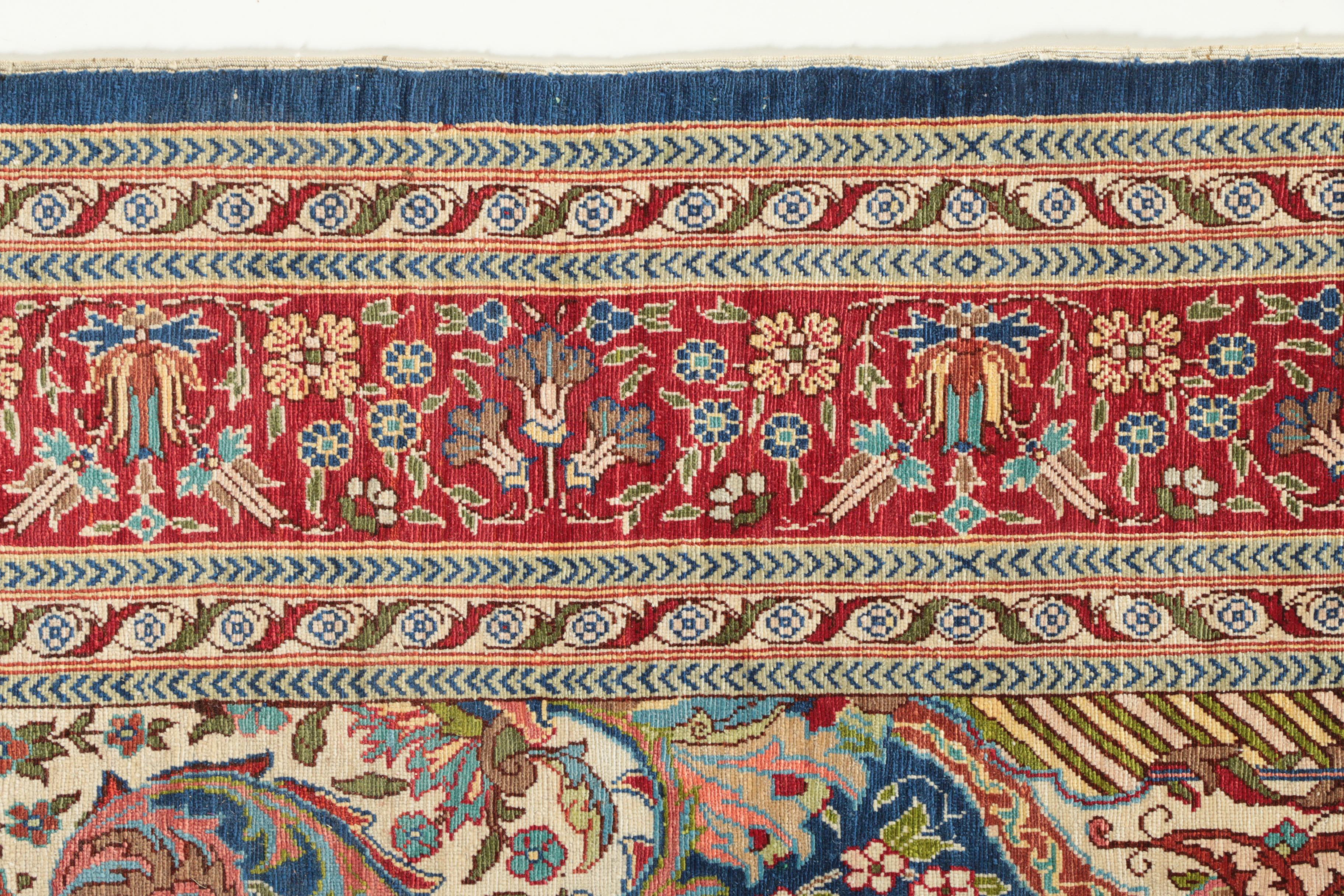 Hand-Knotted Inscribed Turkish Hereke Silk Prayer Rug