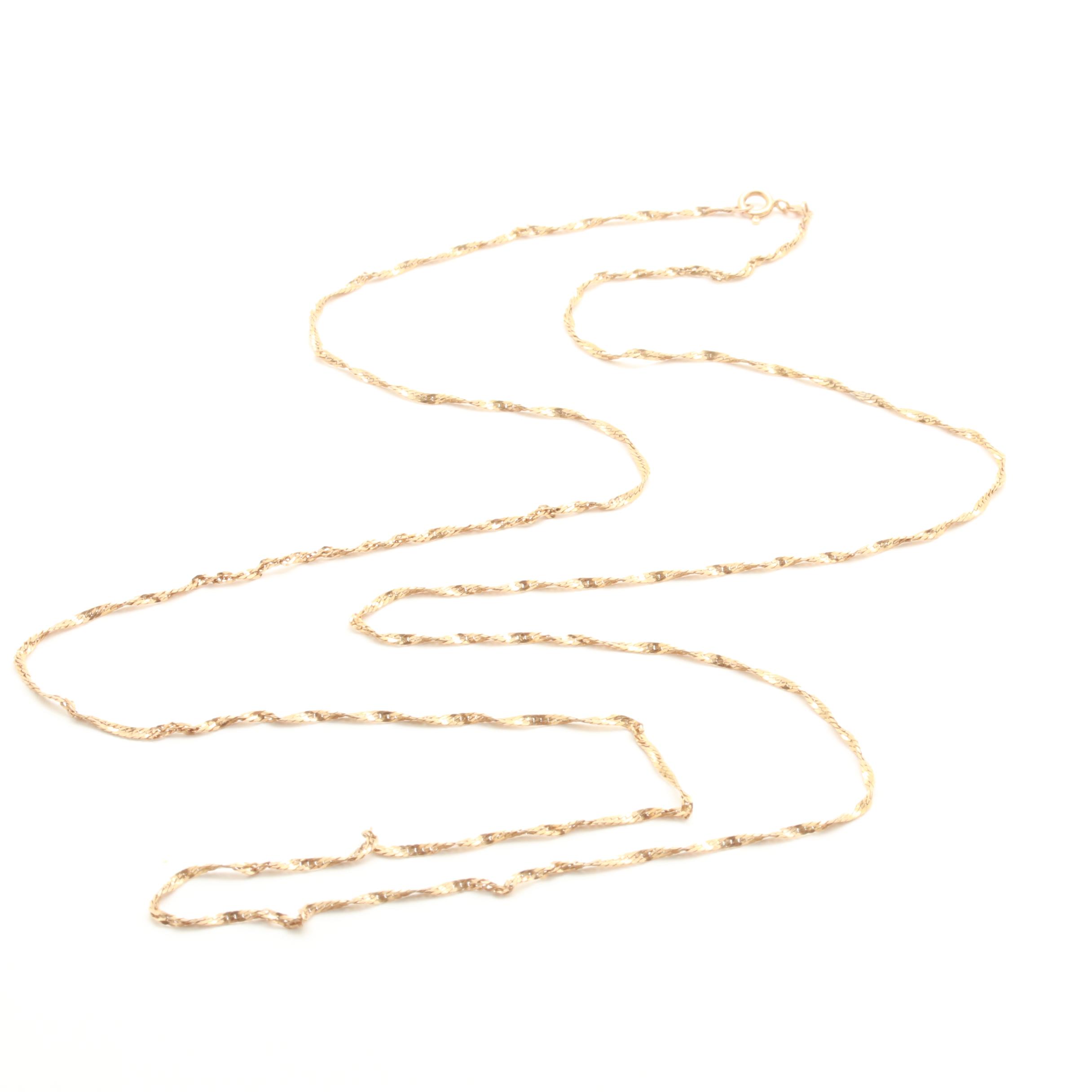 14K Yellow Gold Herringbone Chain Necklace