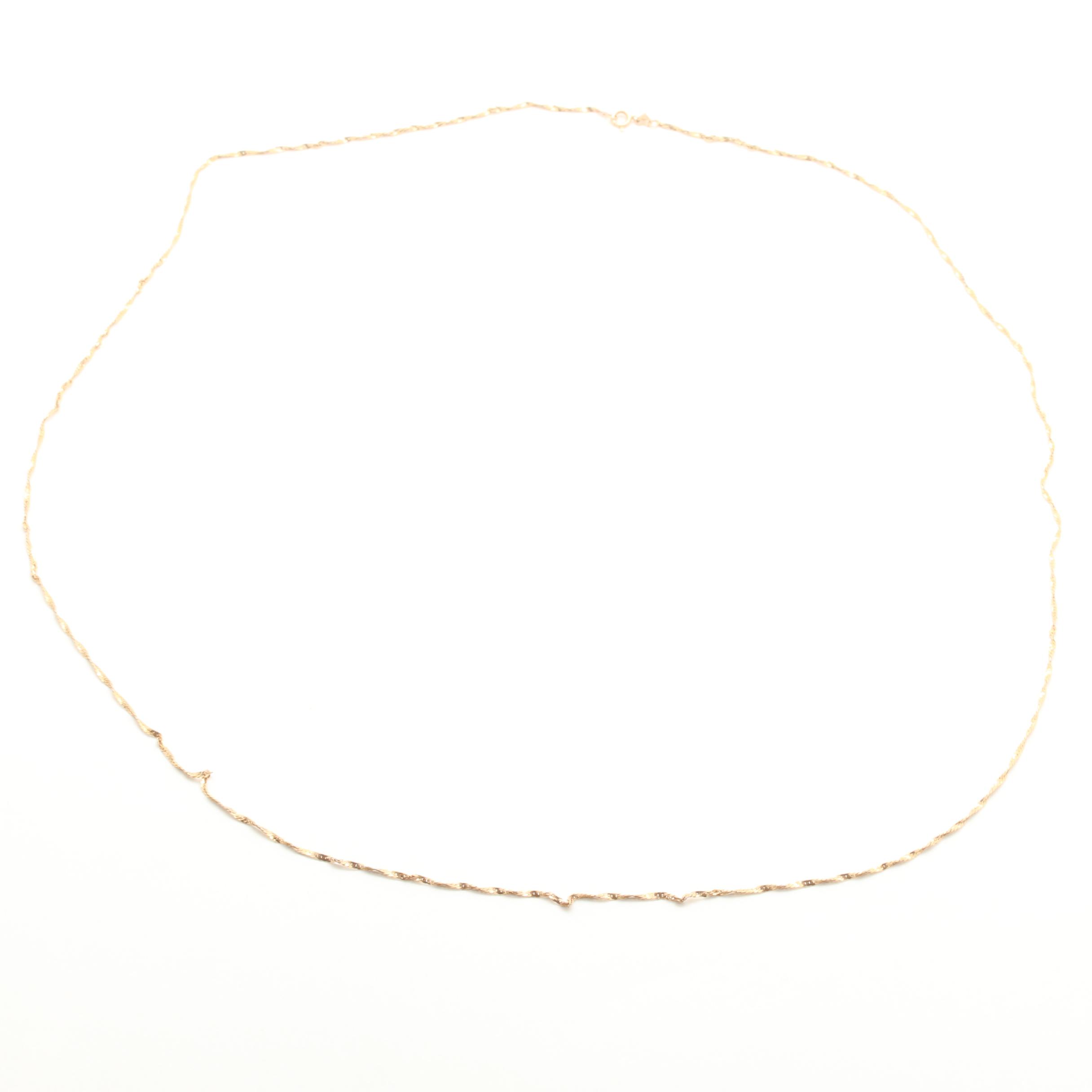 14K Yellow Gold Herringbone Chain Necklace