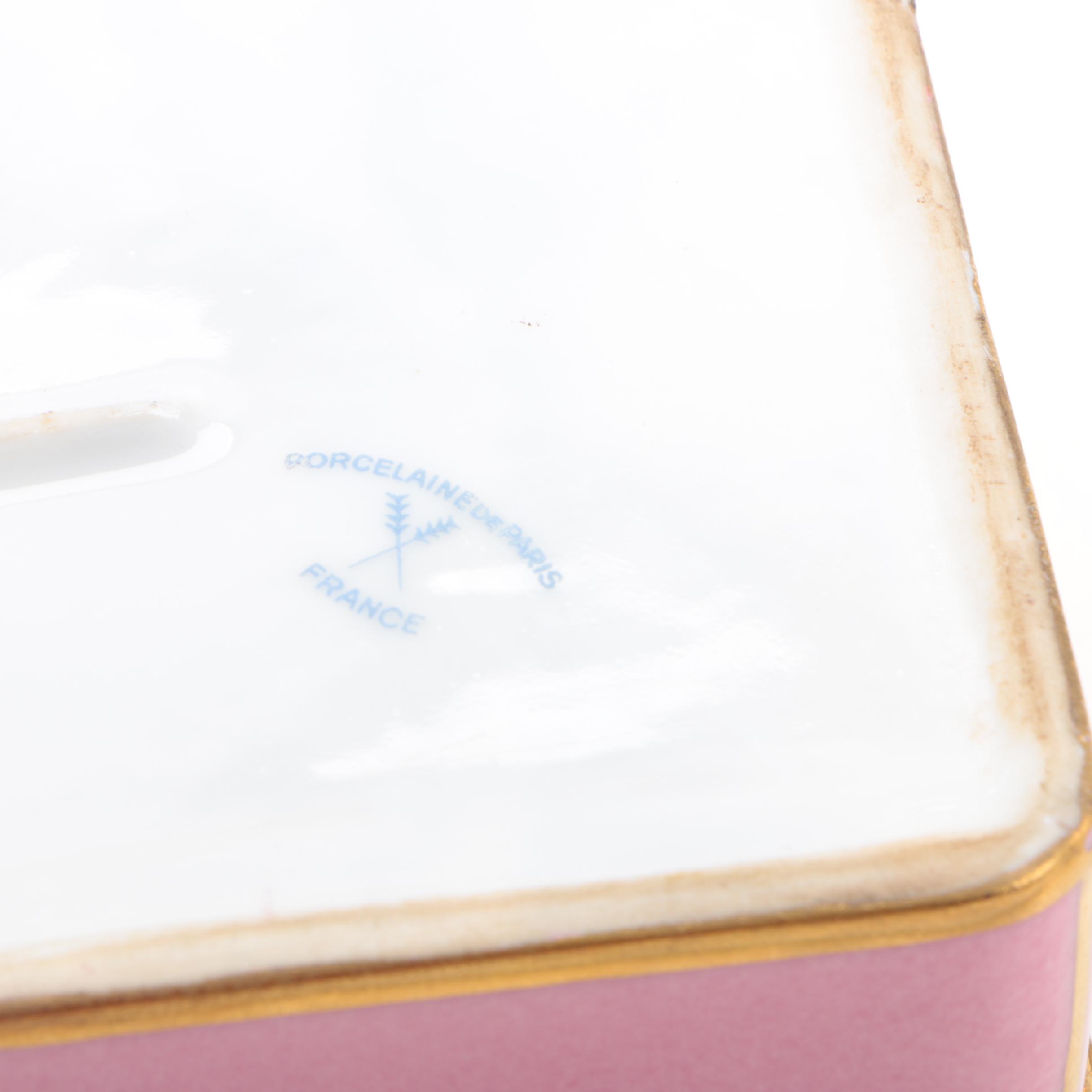 Hand-Painted Porcelain de Paris Floral Themed Trinket Box