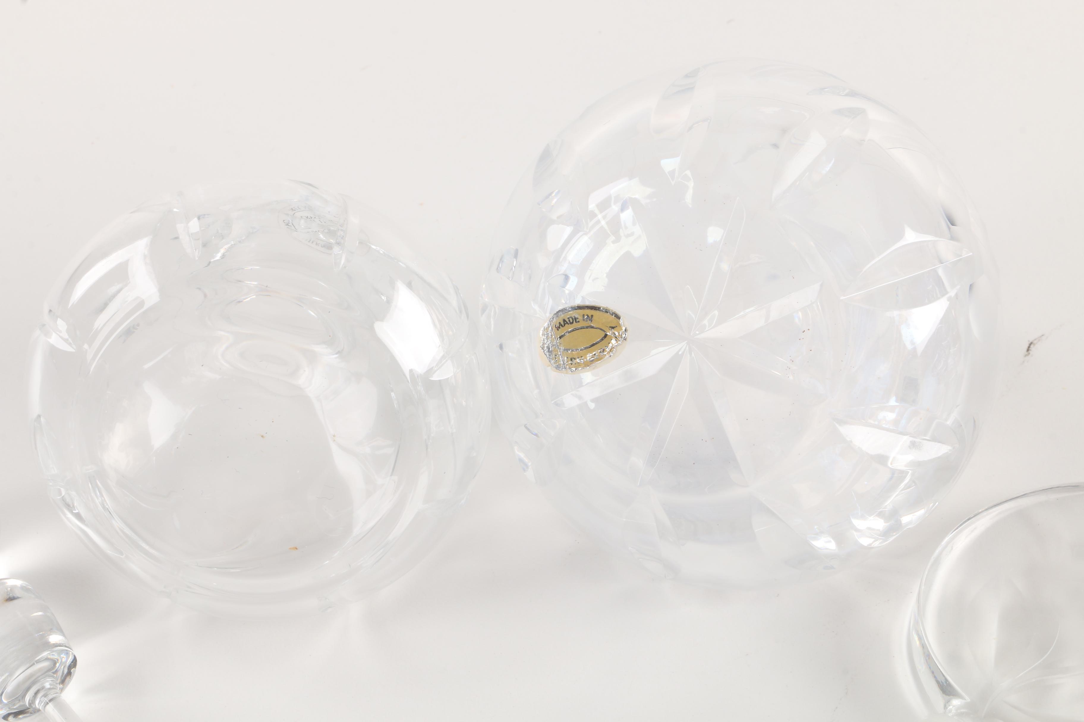 Crystal and Glass Perfume Bottles Featuring Silver Overlay