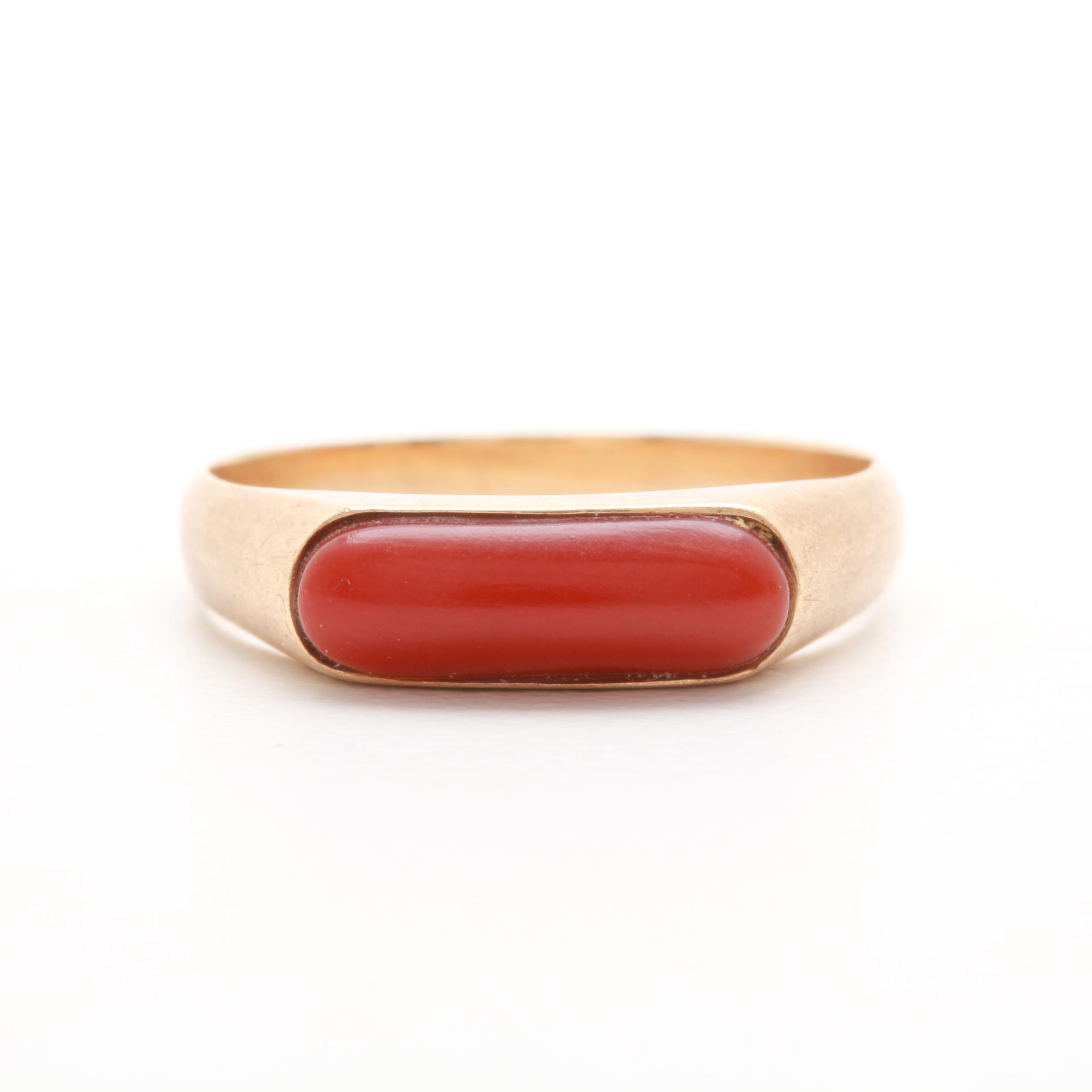 14K Yellow Gold Coral Ring