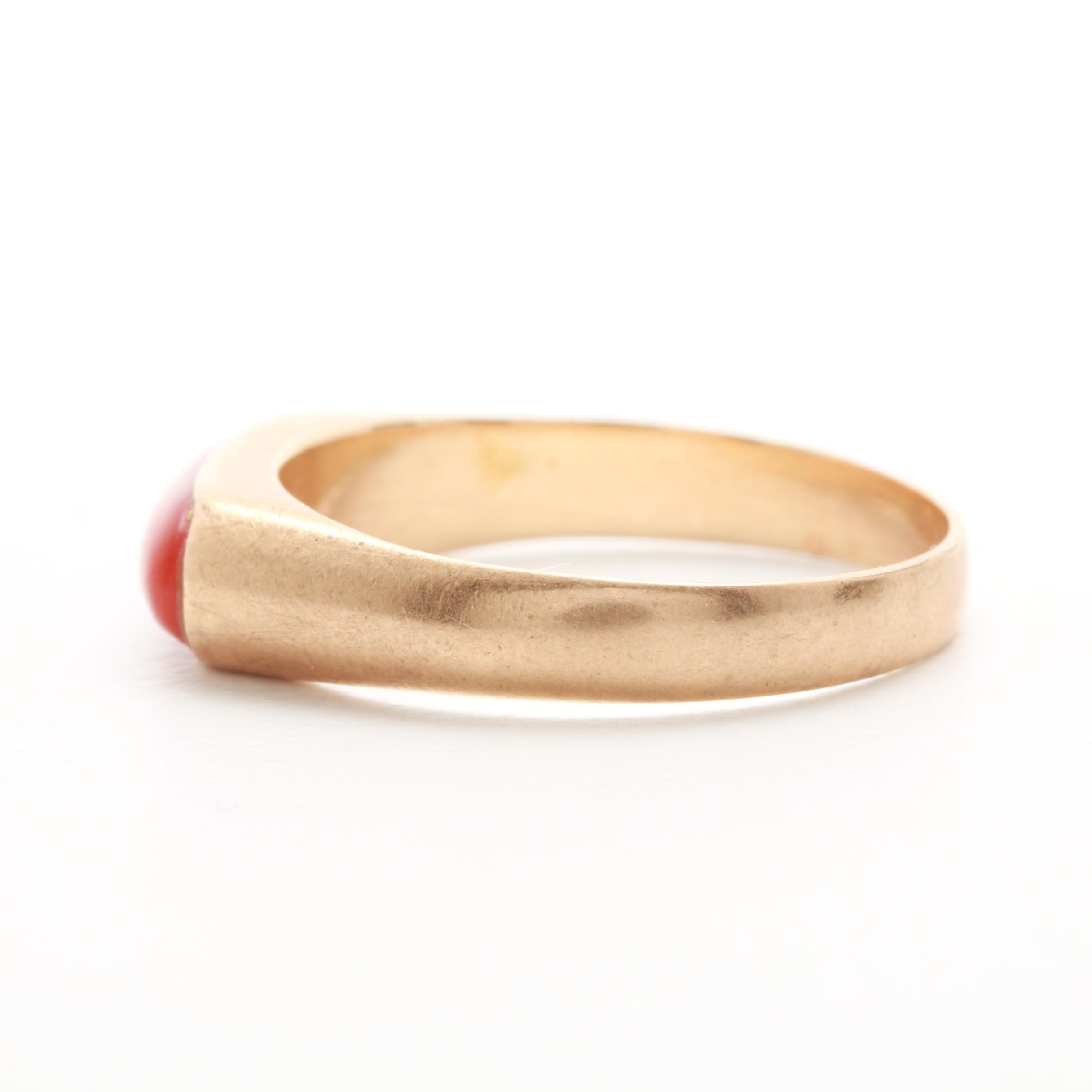 14K Yellow Gold Coral Ring