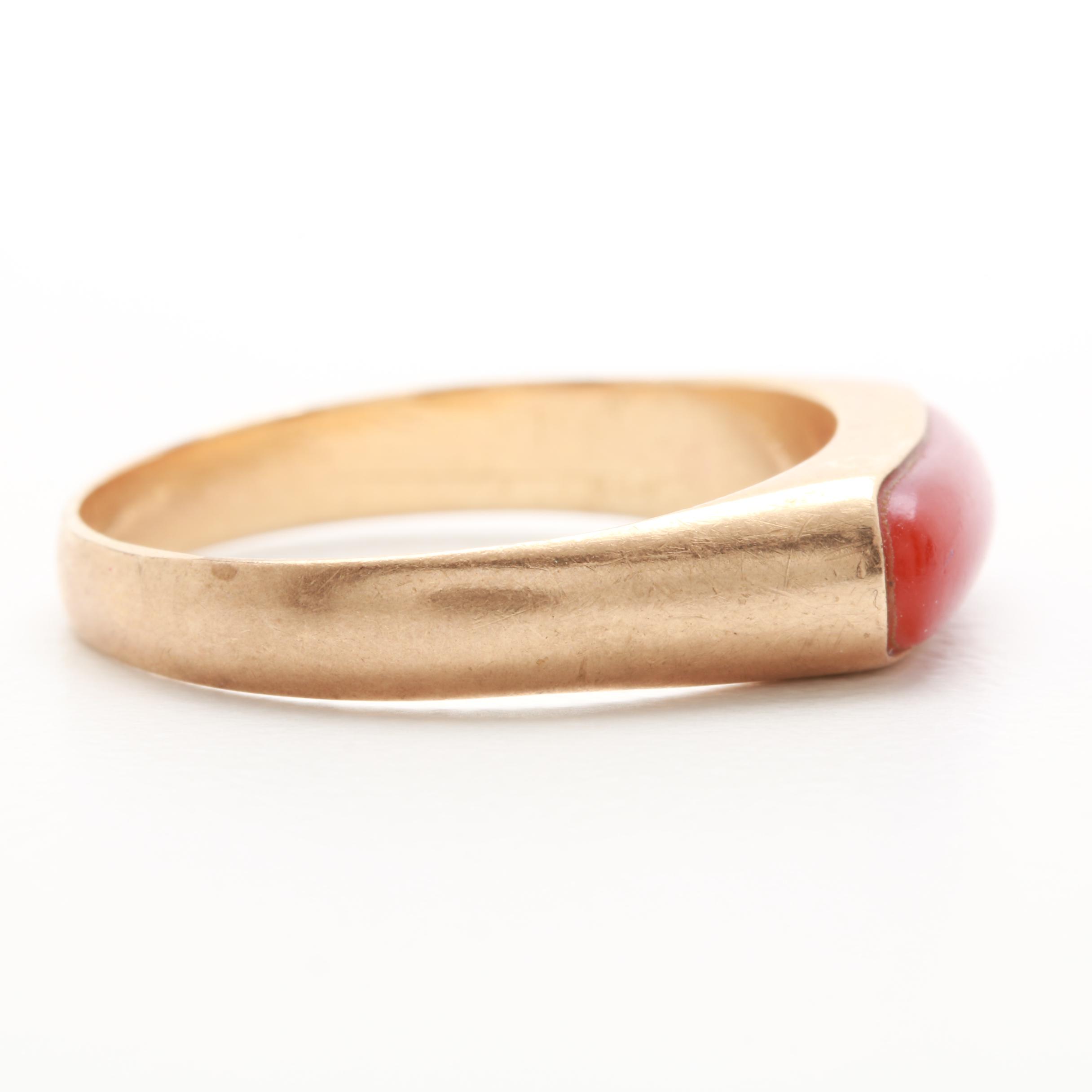 14K Yellow Gold Coral Ring