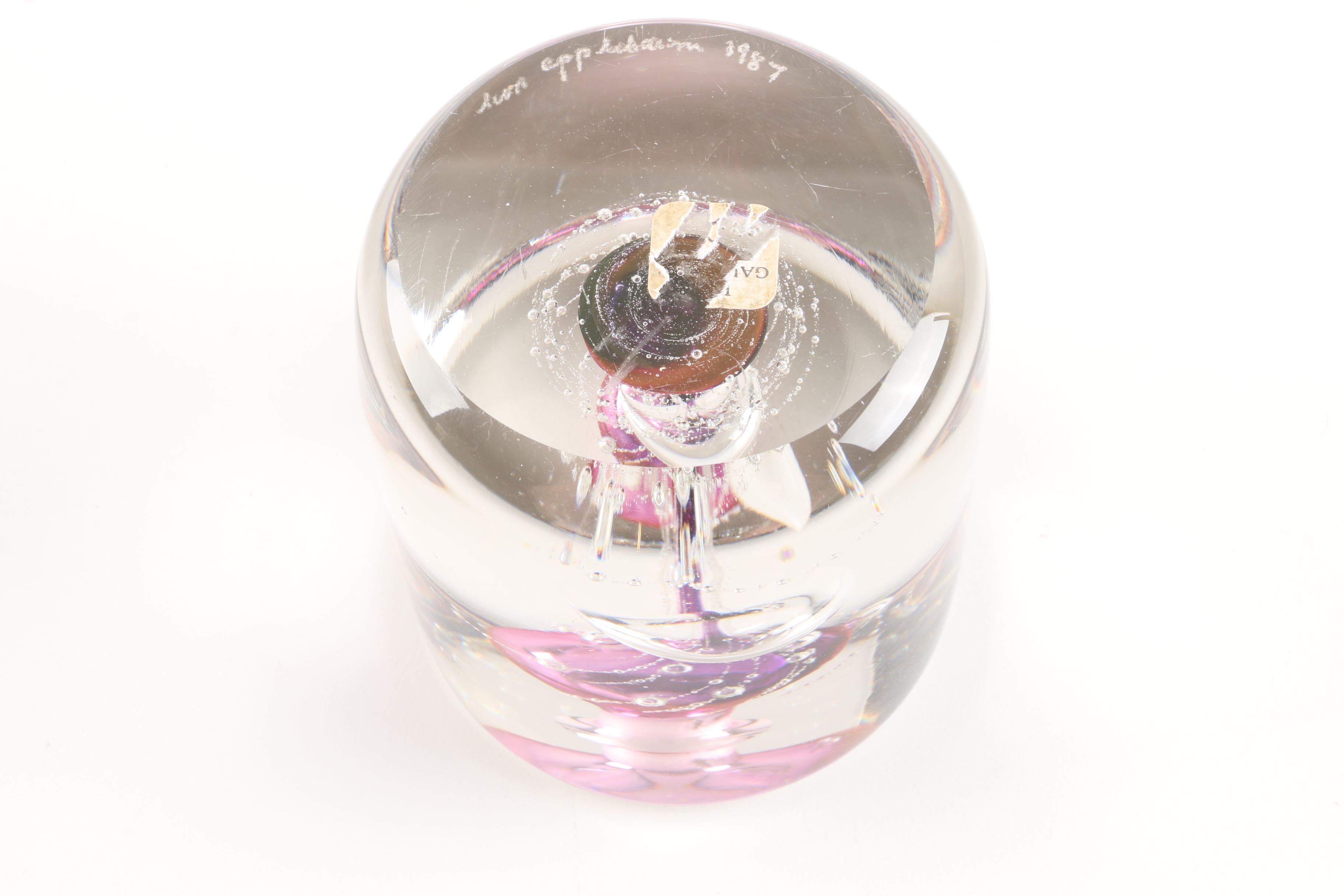 Vintage Leon Applebaum Art Nouveau Style Glass Paperweight