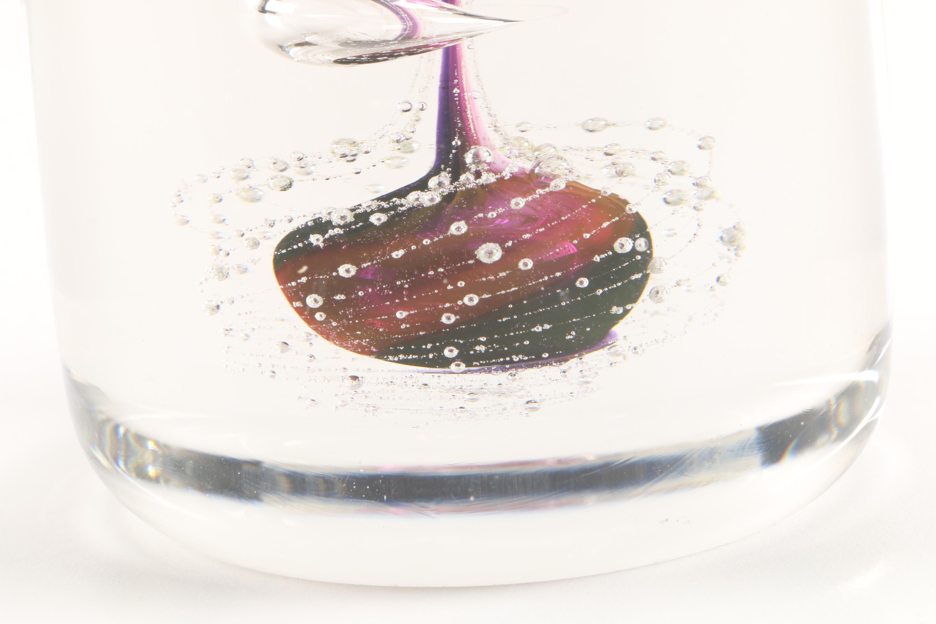 Vintage Leon Applebaum Art Nouveau Style Glass Paperweight