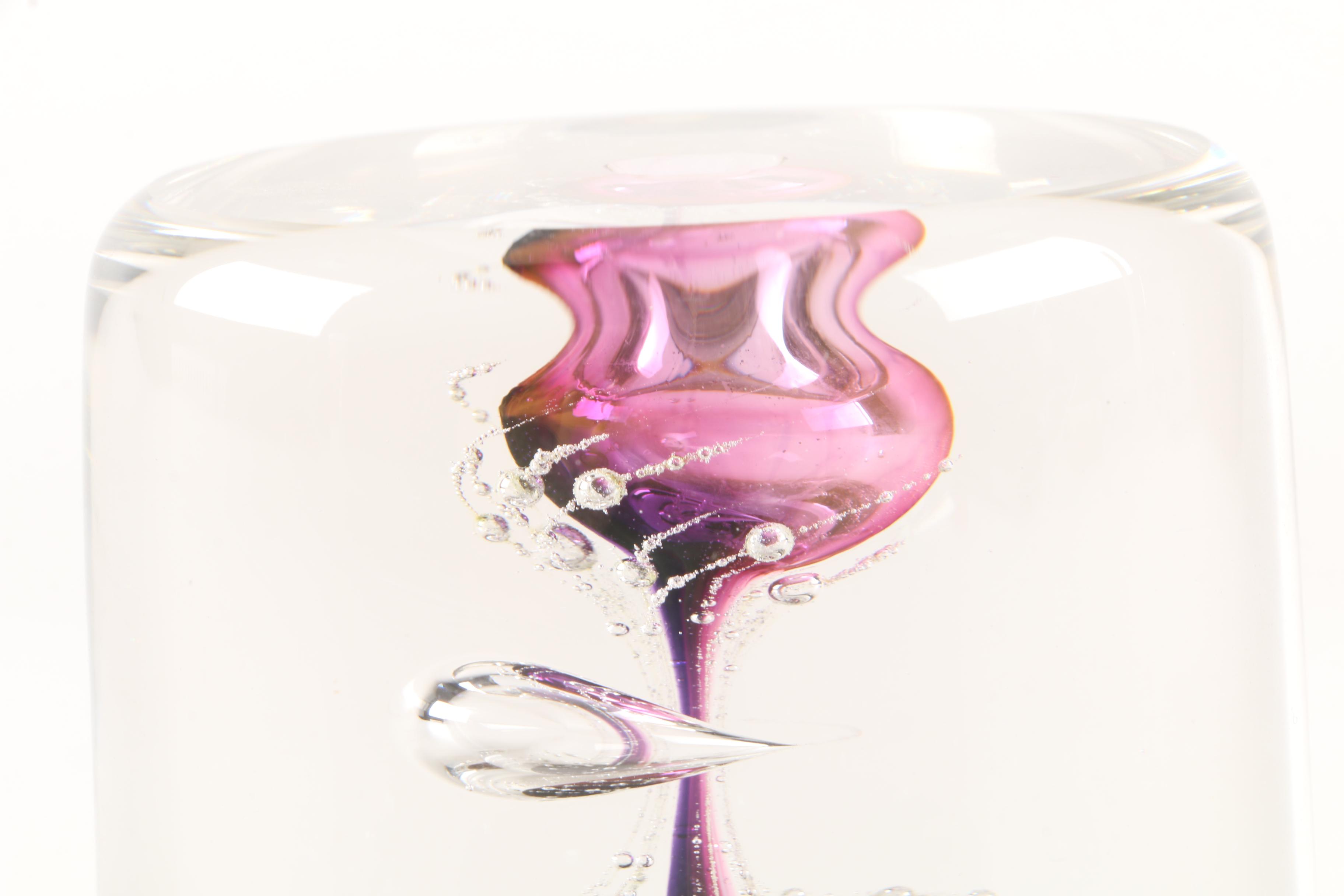 Vintage Leon Applebaum Art Nouveau Style Glass Paperweight