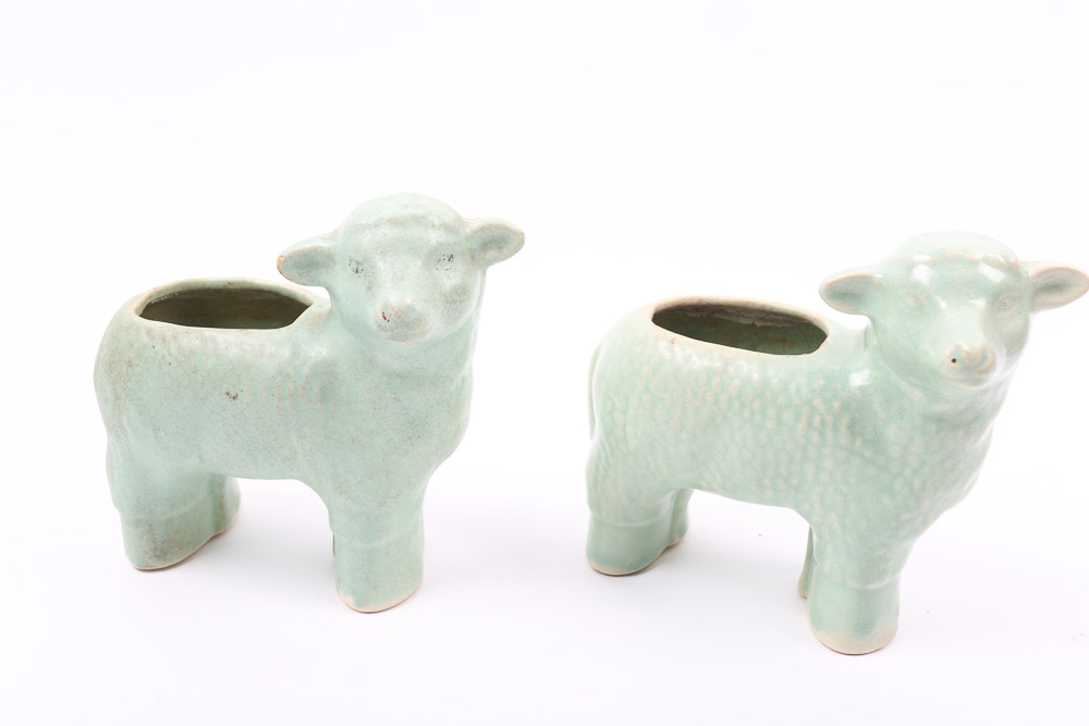 Ceramic Figurine and Figurine Planters