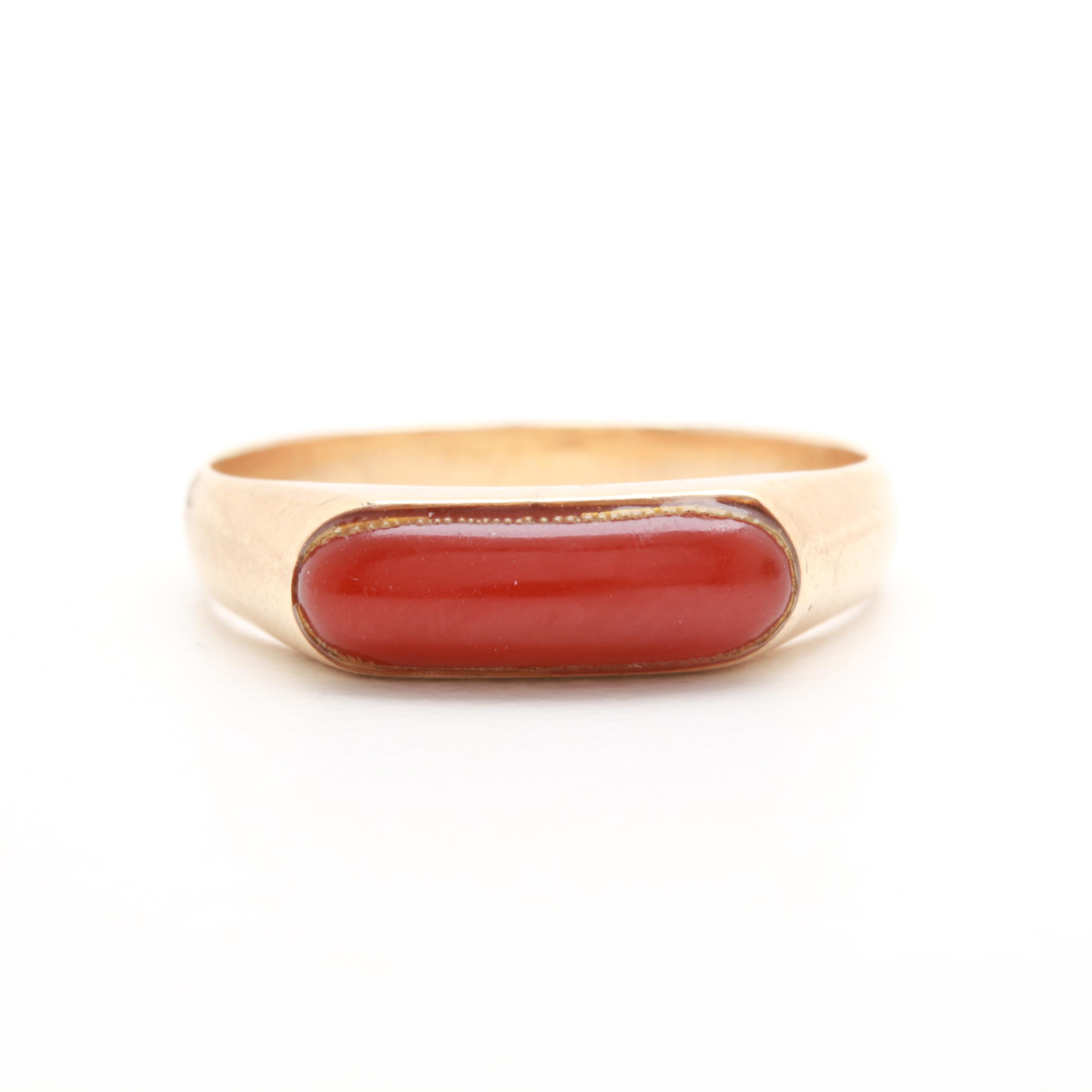 14K Yellow Gold Coral Ring