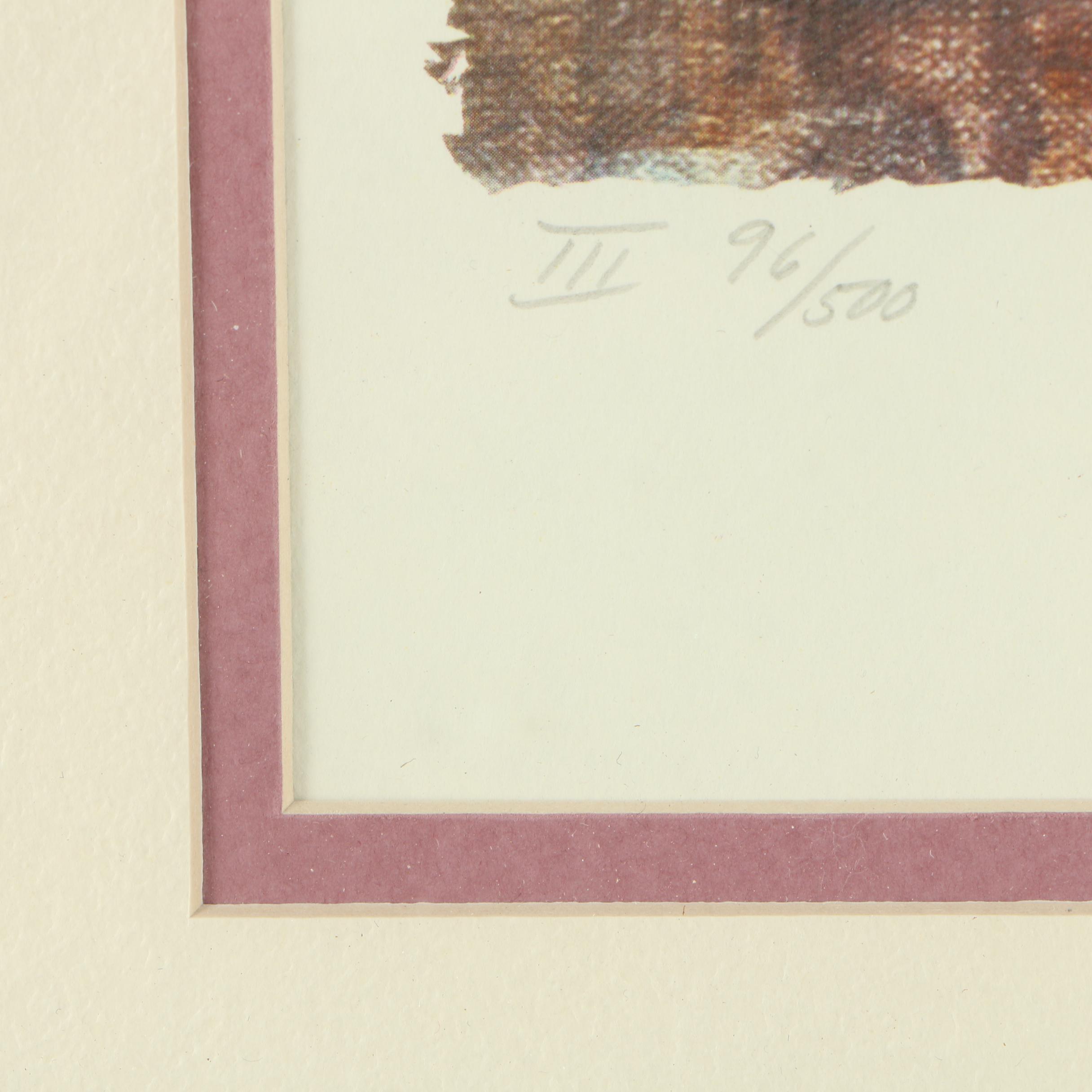 After Marc Chagall Offset Lithograph "Bouquet With A Bowl Of Peaches"