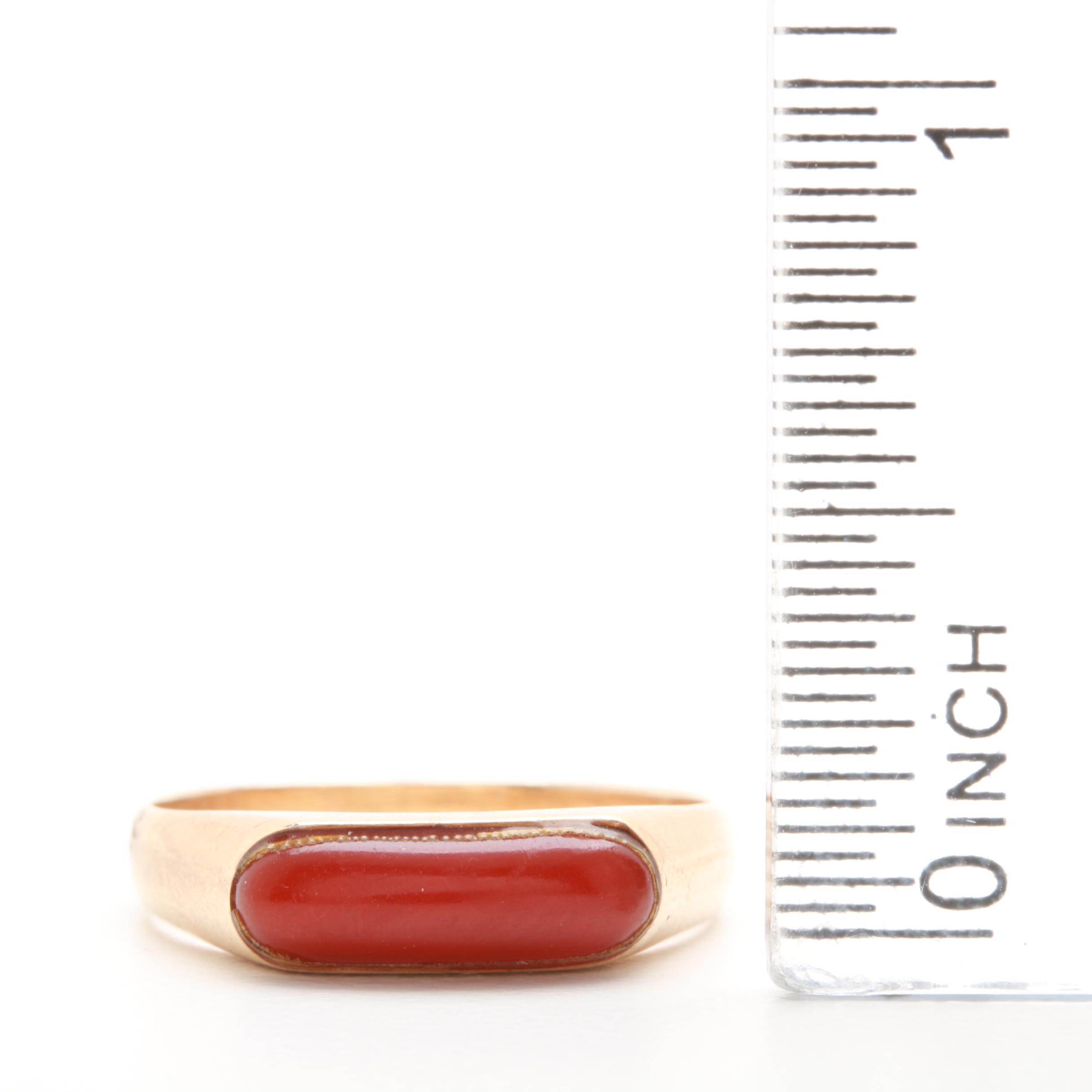 14K Yellow Gold Coral Ring