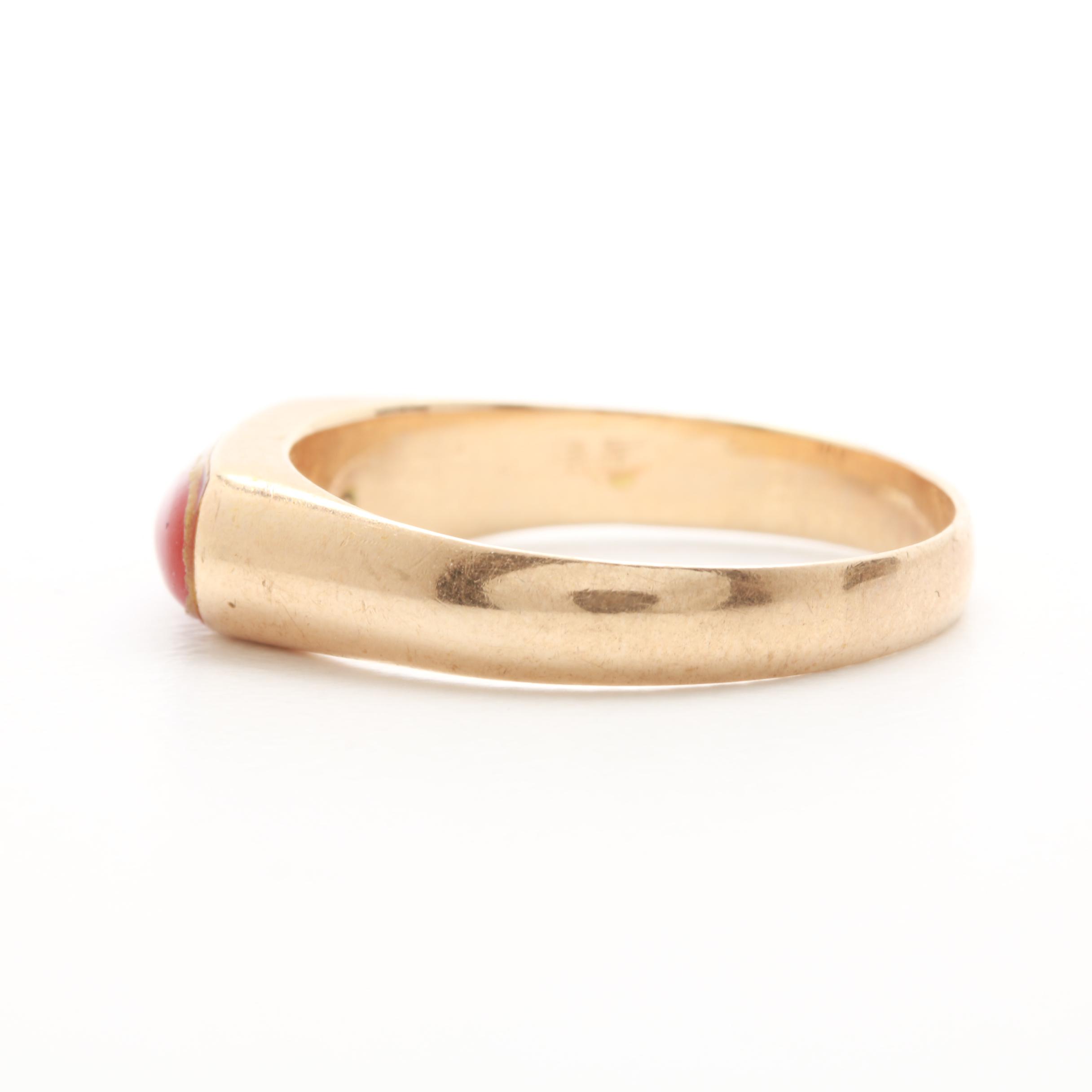 14K Yellow Gold Coral Ring