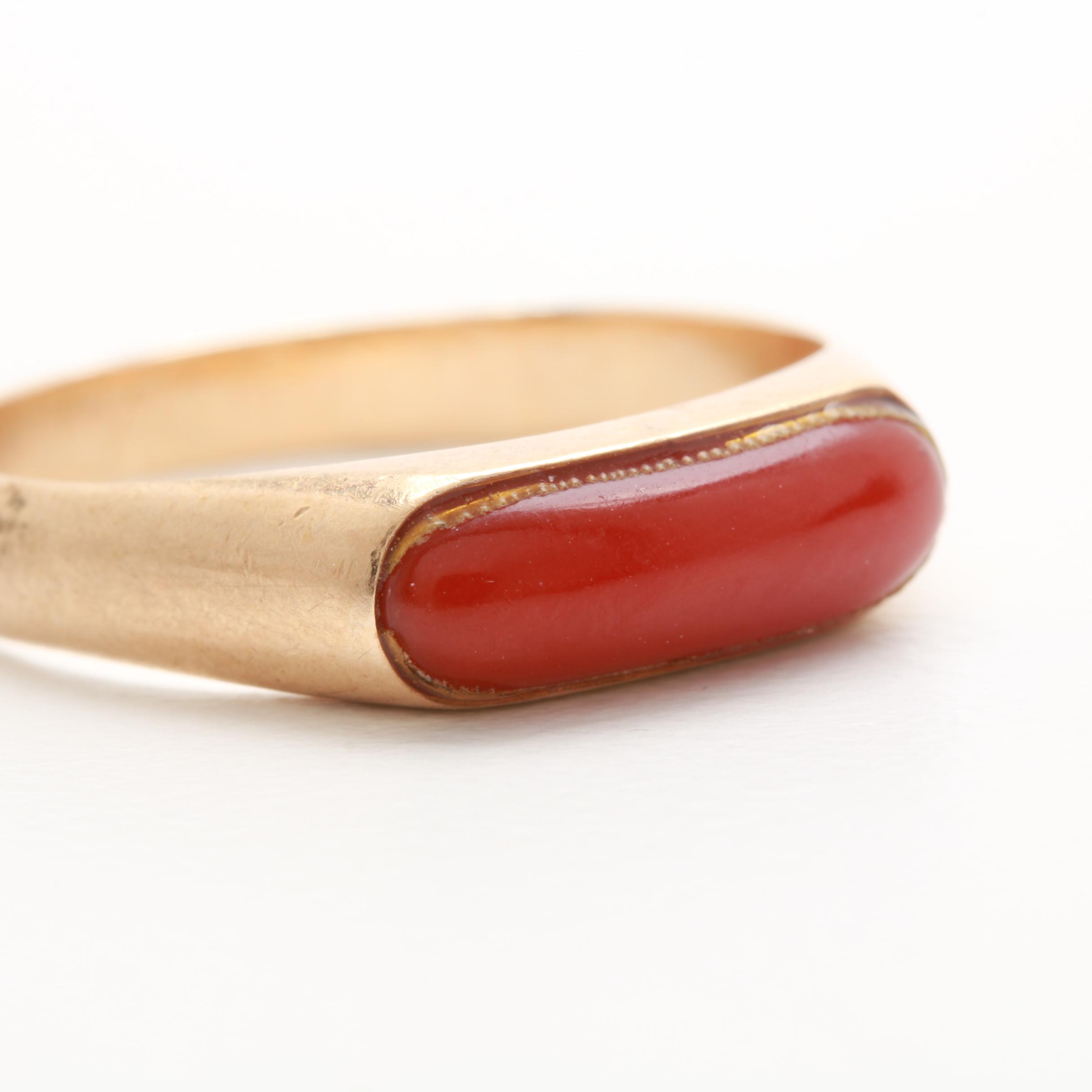 14K Yellow Gold Coral Ring