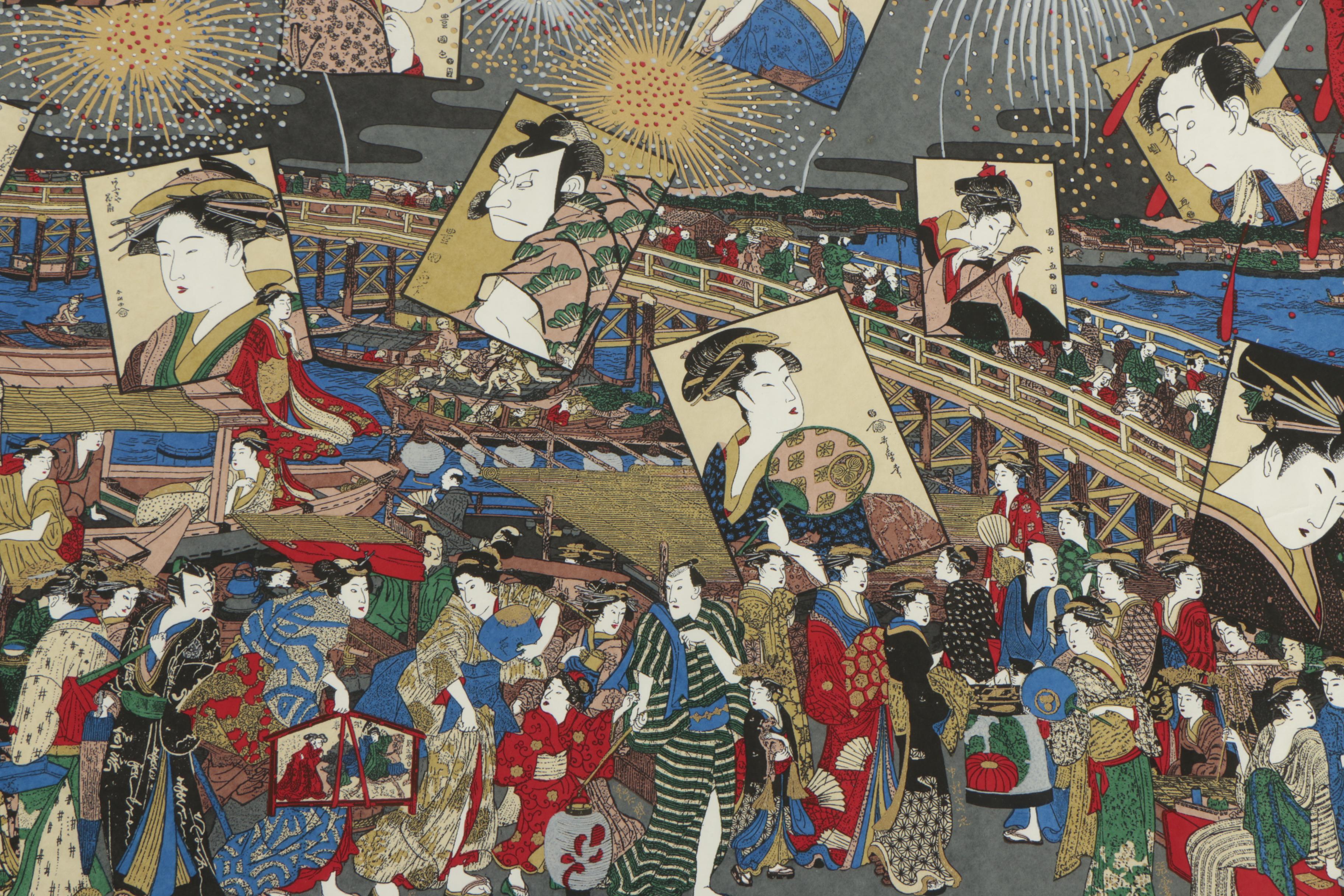 Japanese Embellished Woodblock Print