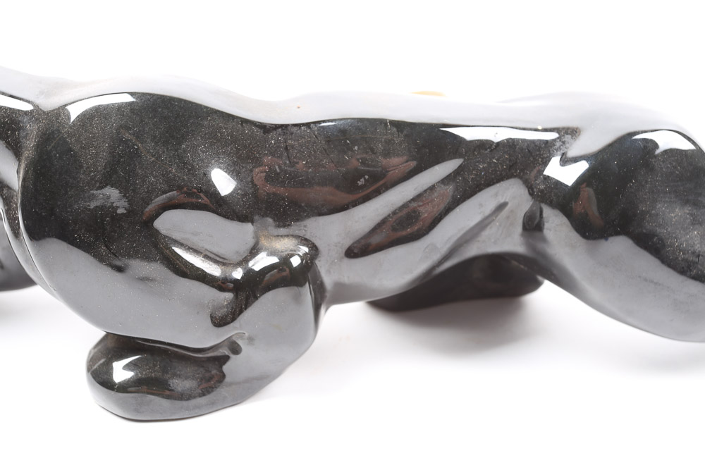 Mid-Century Vintage Black Panther Ceramic "TV Lamp"