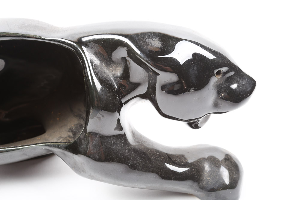 Mid-Century Vintage Black Panther Ceramic "TV Lamp"