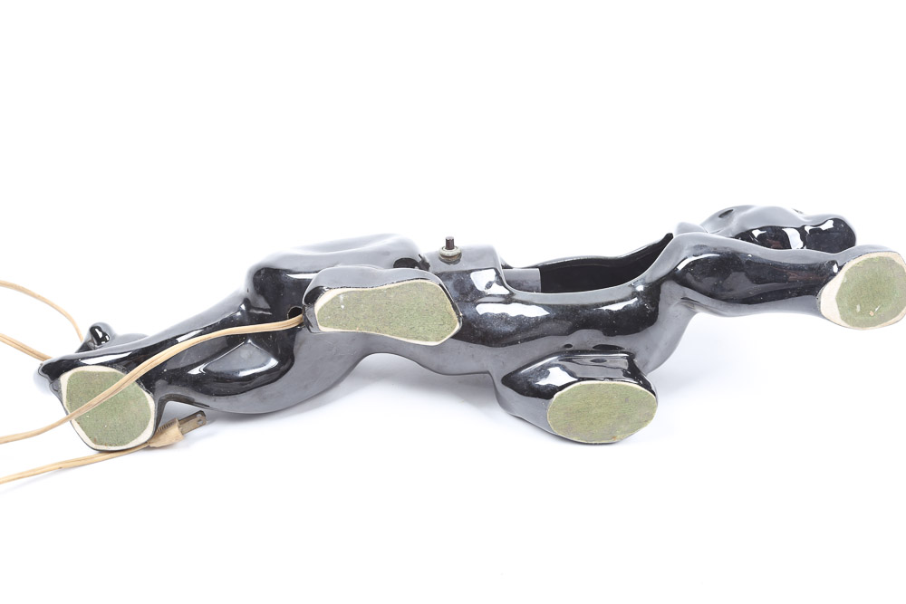 Mid-Century Vintage Black Panther Ceramic "TV Lamp"