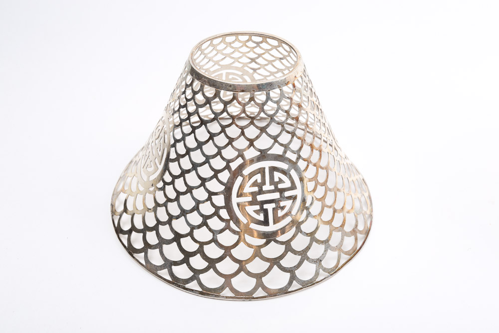 Silver Plate Faux Candlesticks with Shades