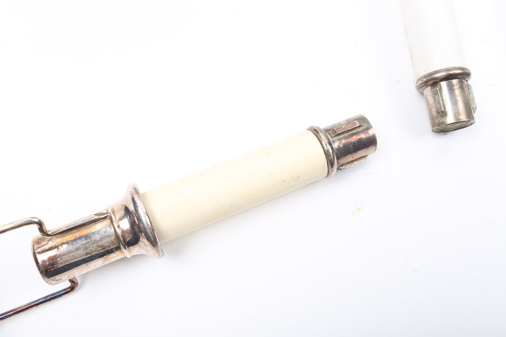 Silver Plate Faux Candlesticks with Shades