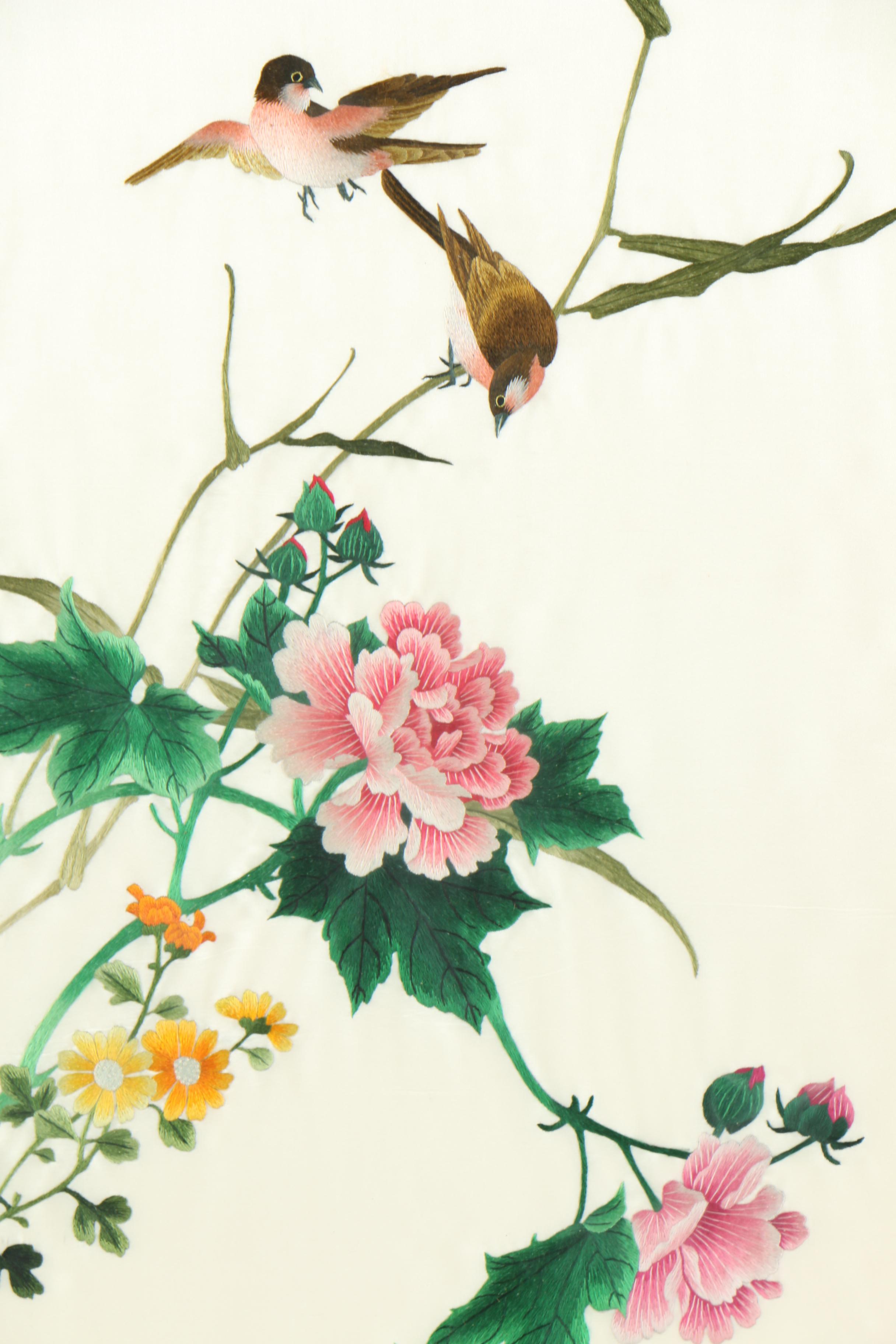 Chinese Silk Embroidery of Birds and Flowers