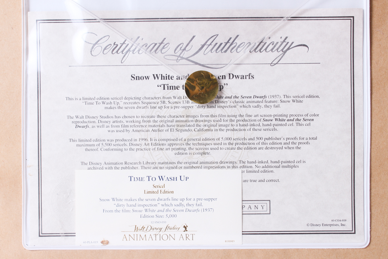 Walt Disney 1996 Limited Edition Sericel "Time to Wash Up"