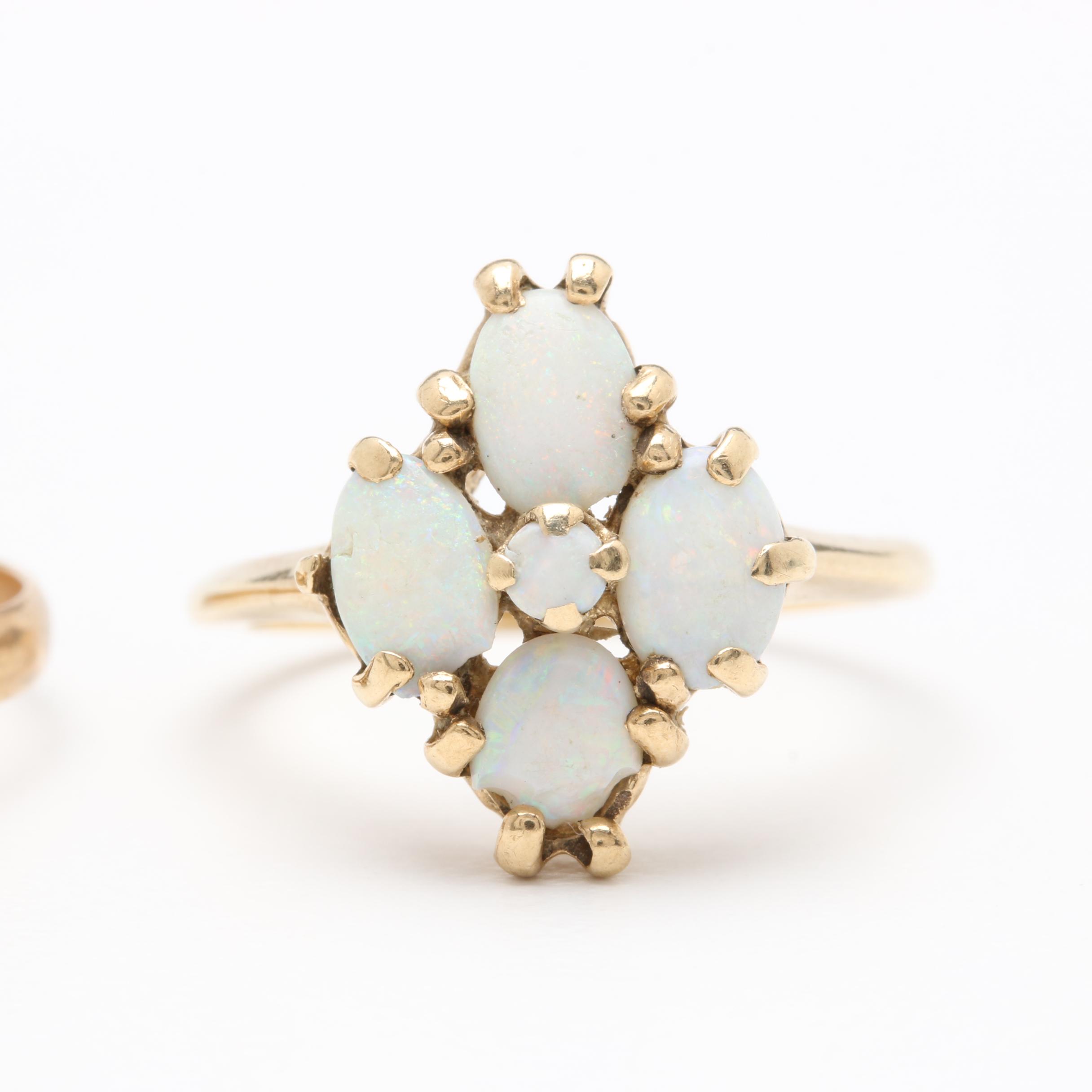 10K Yellow Gold Opal and Lapis Lazuli Rings