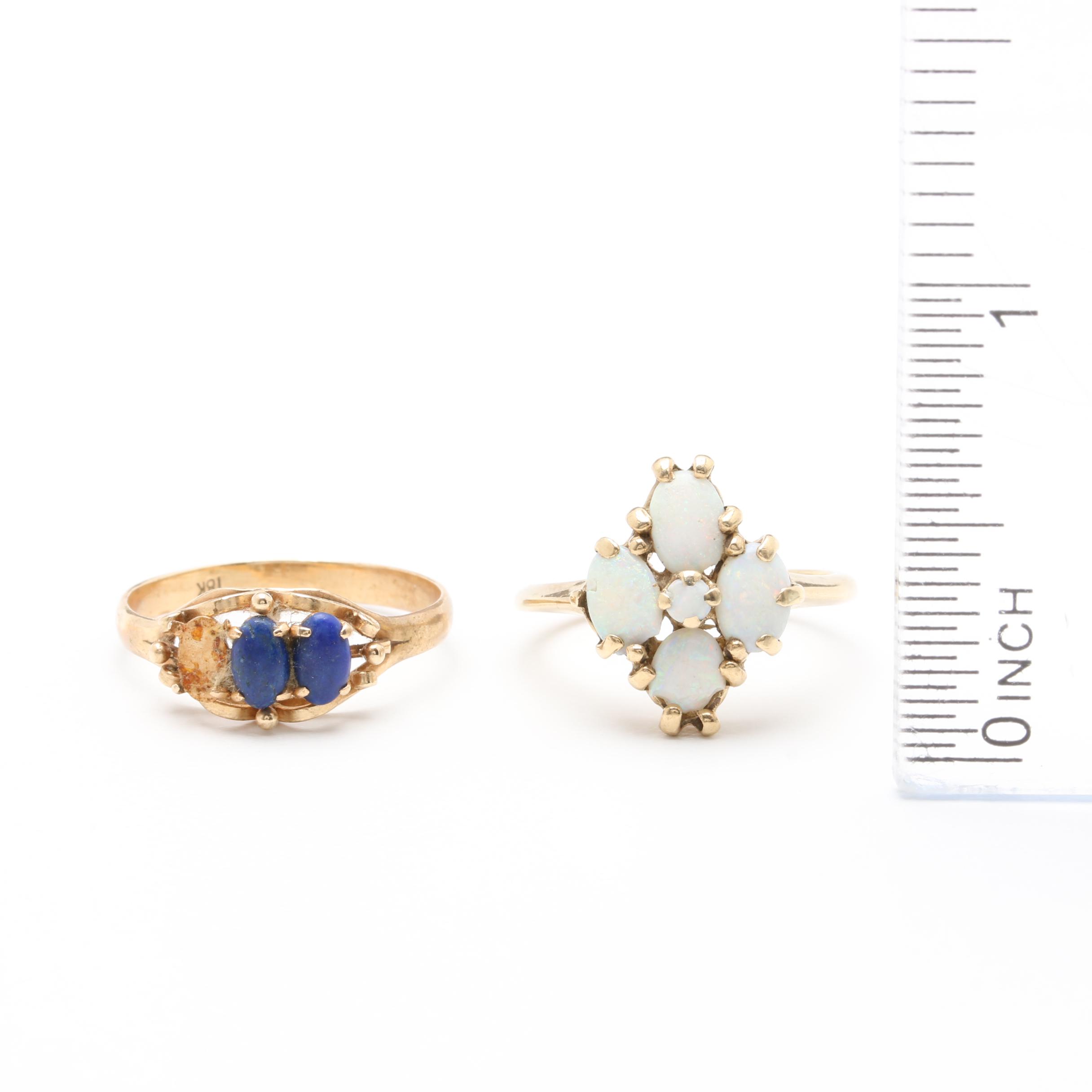 10K Yellow Gold Opal and Lapis Lazuli Rings